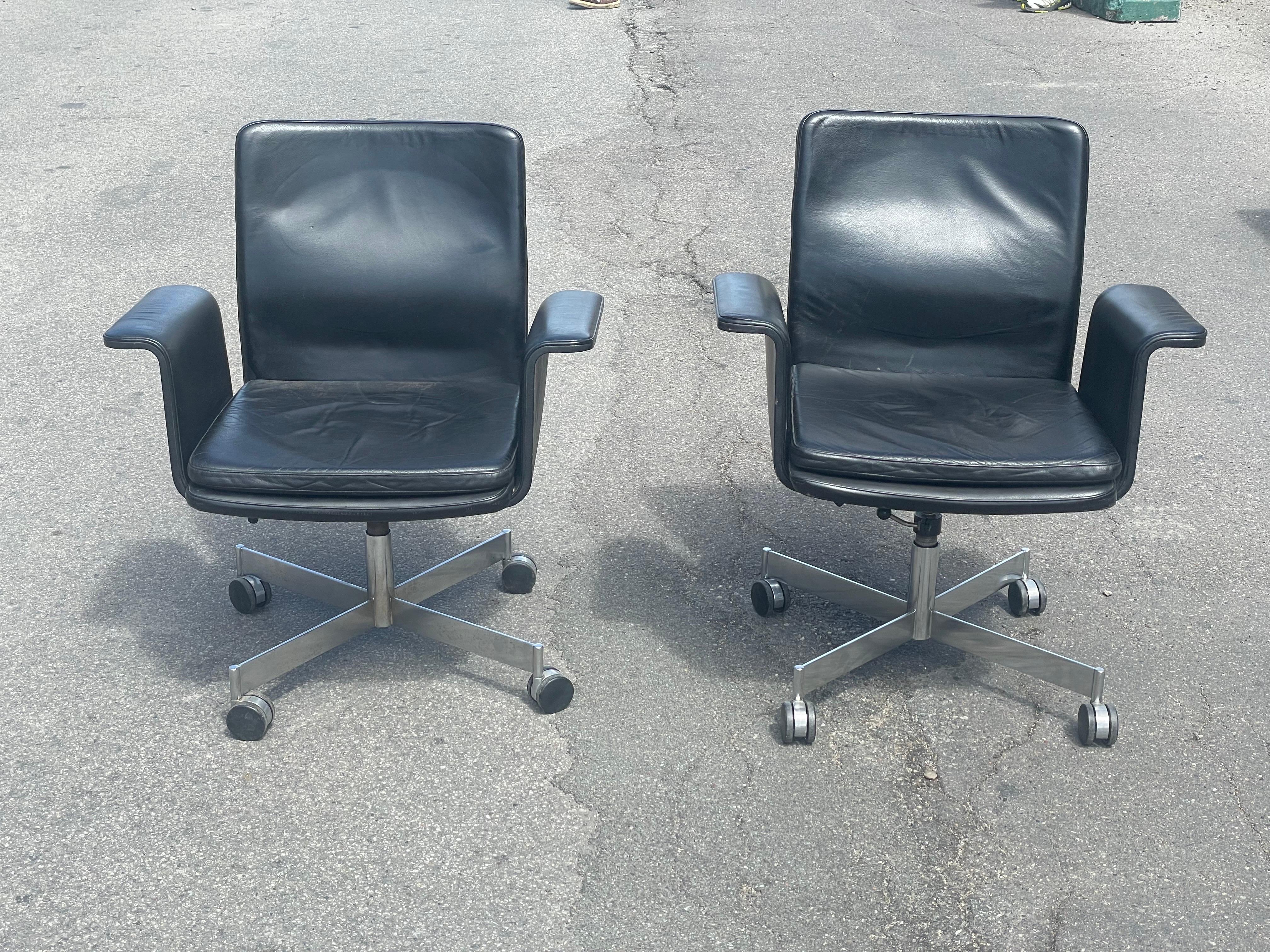 Mid-20th Century Danish Midcentury Desk Chairs in Patinated Leather by Jørgen Rasmussen For Sale