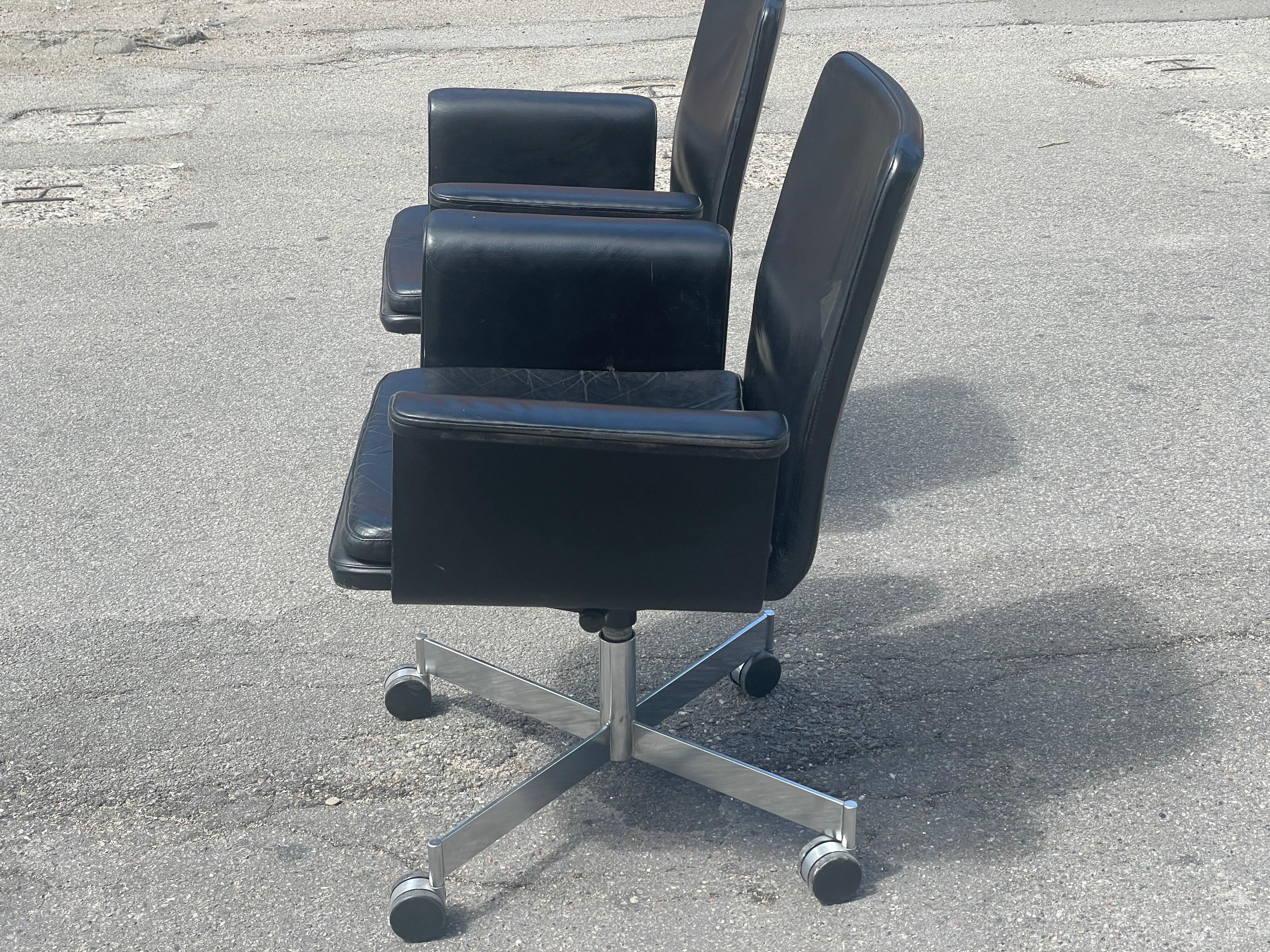 Danish Midcentury Desk Chairs in Patinated Leather by Jørgen Rasmussen 1