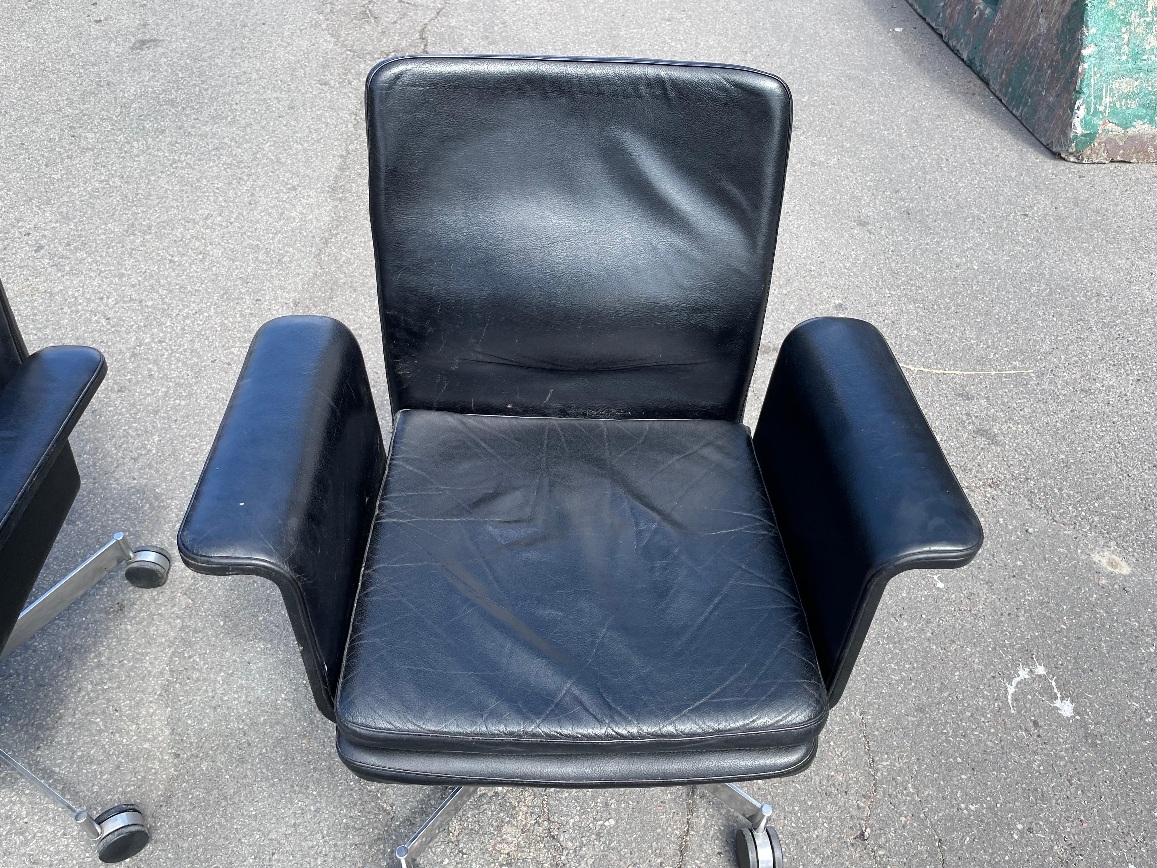 Danish Midcentury Desk Chairs in Patinated Leather by Jørgen Rasmussen For Sale 3