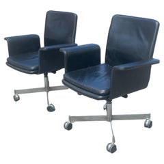 Retro Danish Midcentury Desk Chairs in Patinated Leather by Jørgen Rasmussen