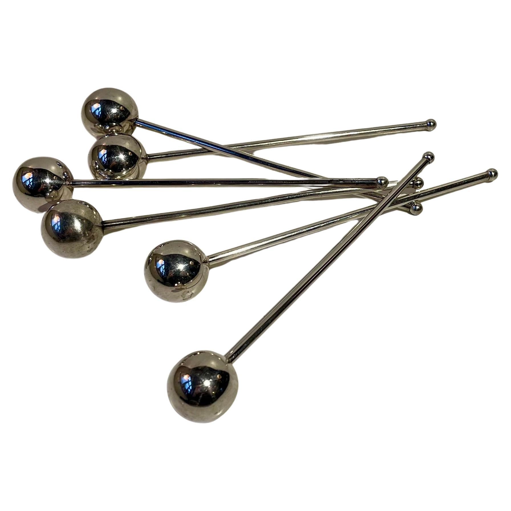 Danish Midcentury Drink Coolers, Stirrers from ABSA, 1960s, Set of 6 For Sale