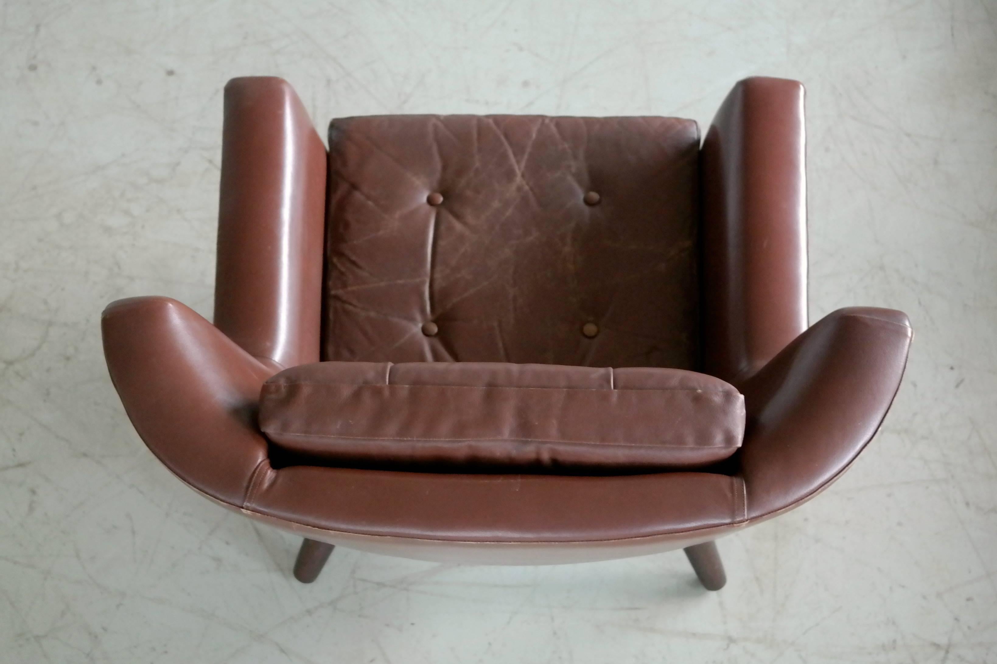 Danish Midcentury Easy Chair in Leather and Teak by Skjold Sørensen 3