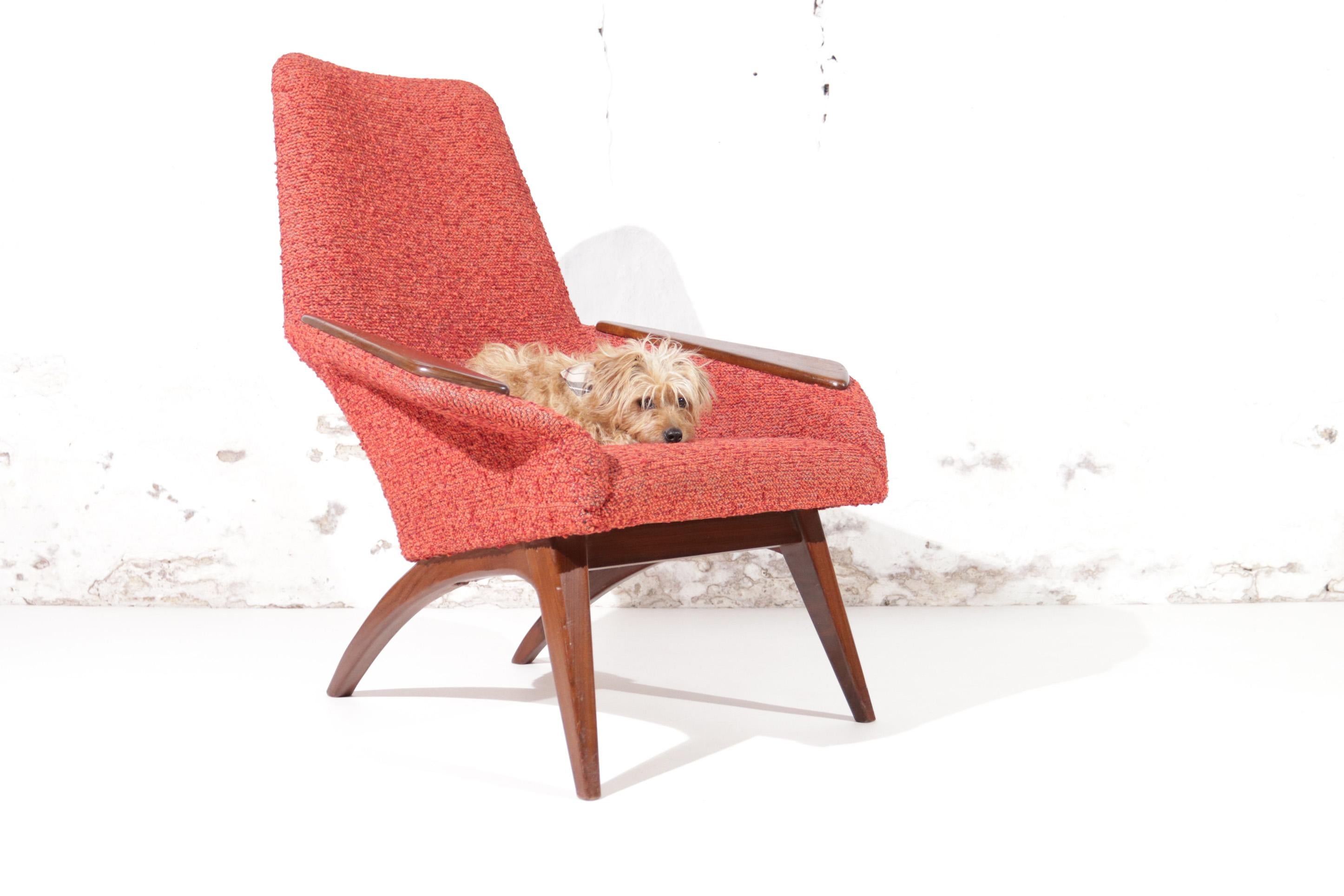 red boucle chair