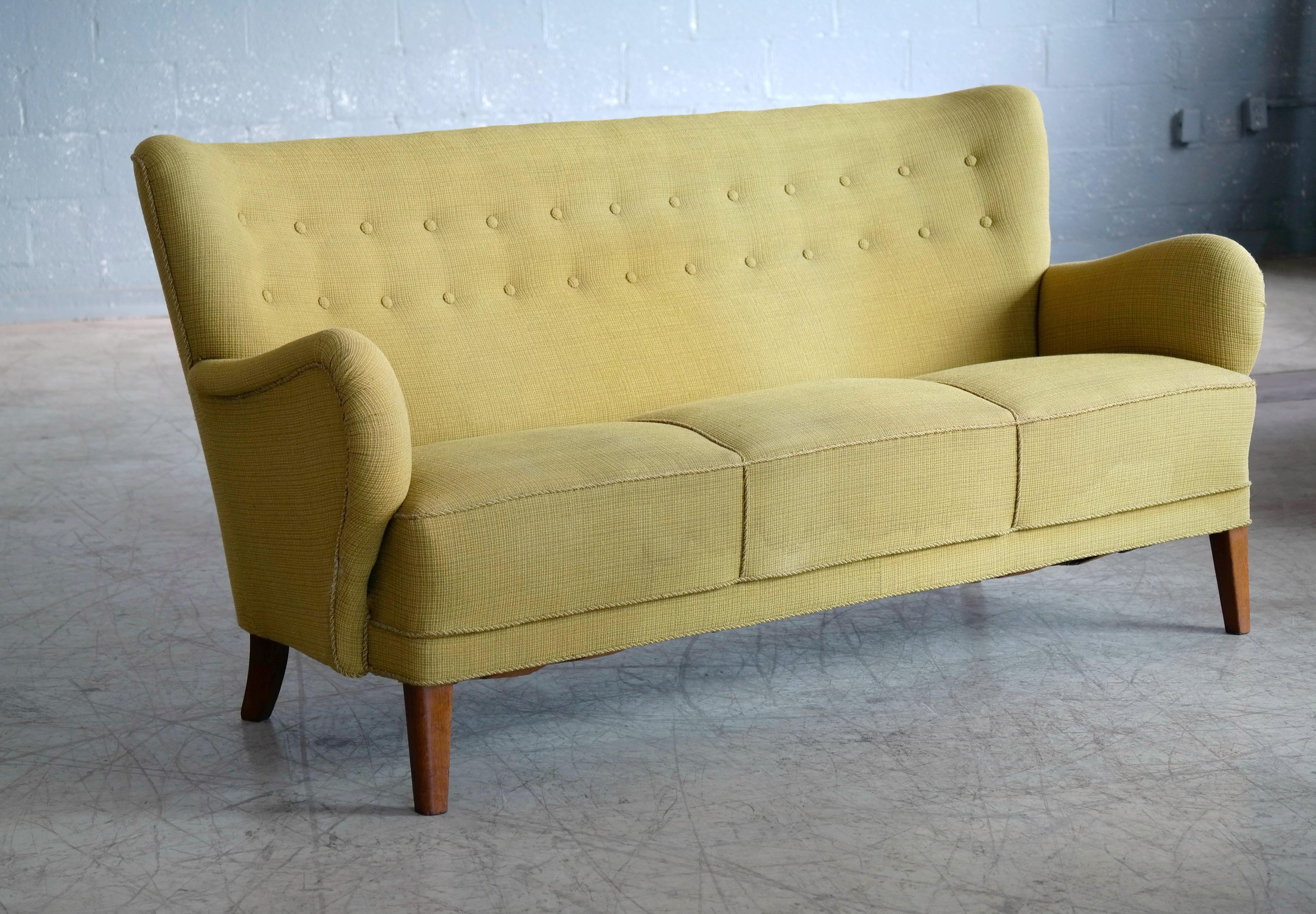 Mid-Century Modern Danish Midcentury Flemming Lassen Style Three-Seat Sofa, 1940s