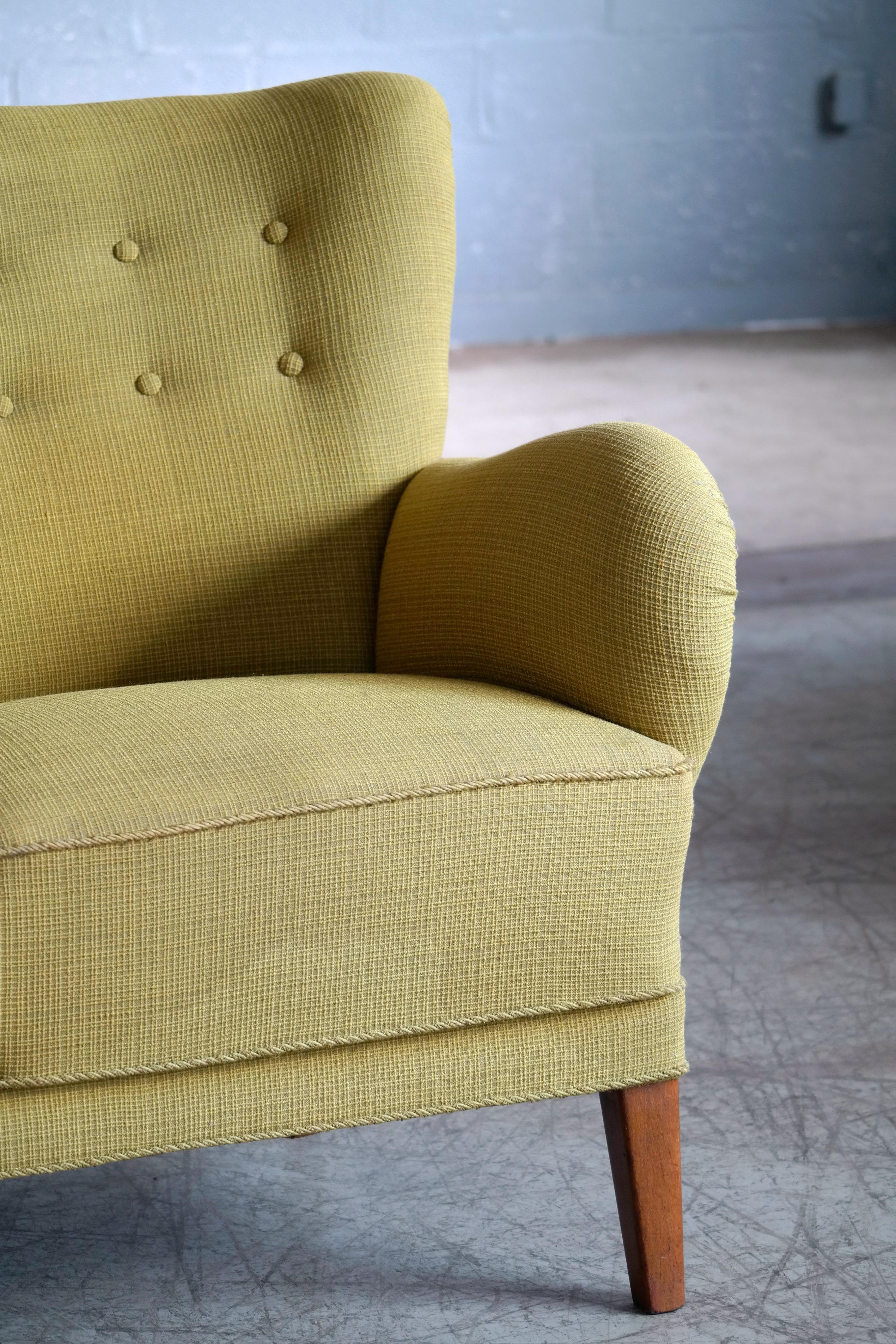 Danish Midcentury Flemming Lassen Style Three-Seat Sofa, 1940s In Good Condition In Bridgeport, CT