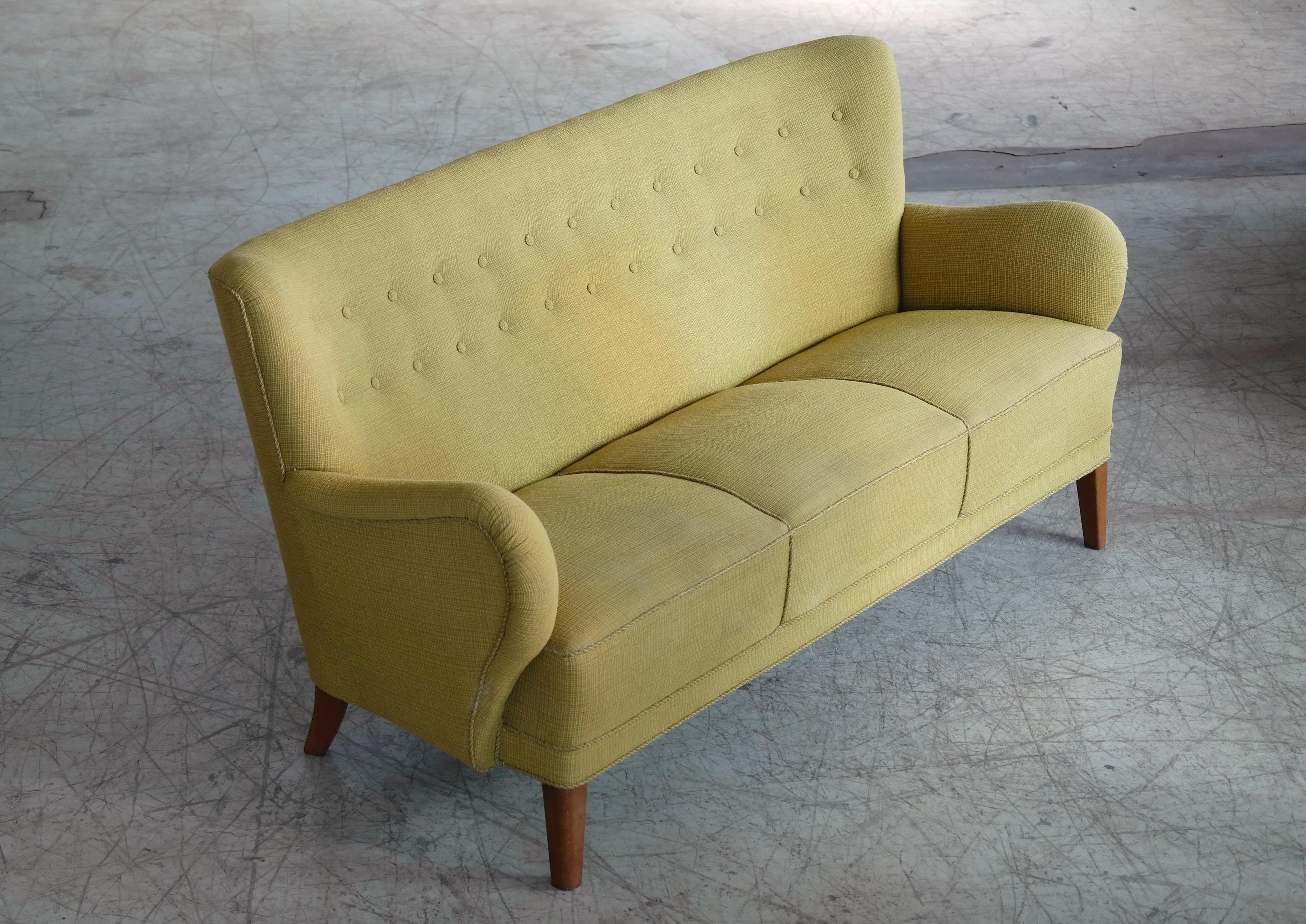 Mid-20th Century Danish Midcentury Flemming Lassen Style Three-Seat Sofa, 1940s