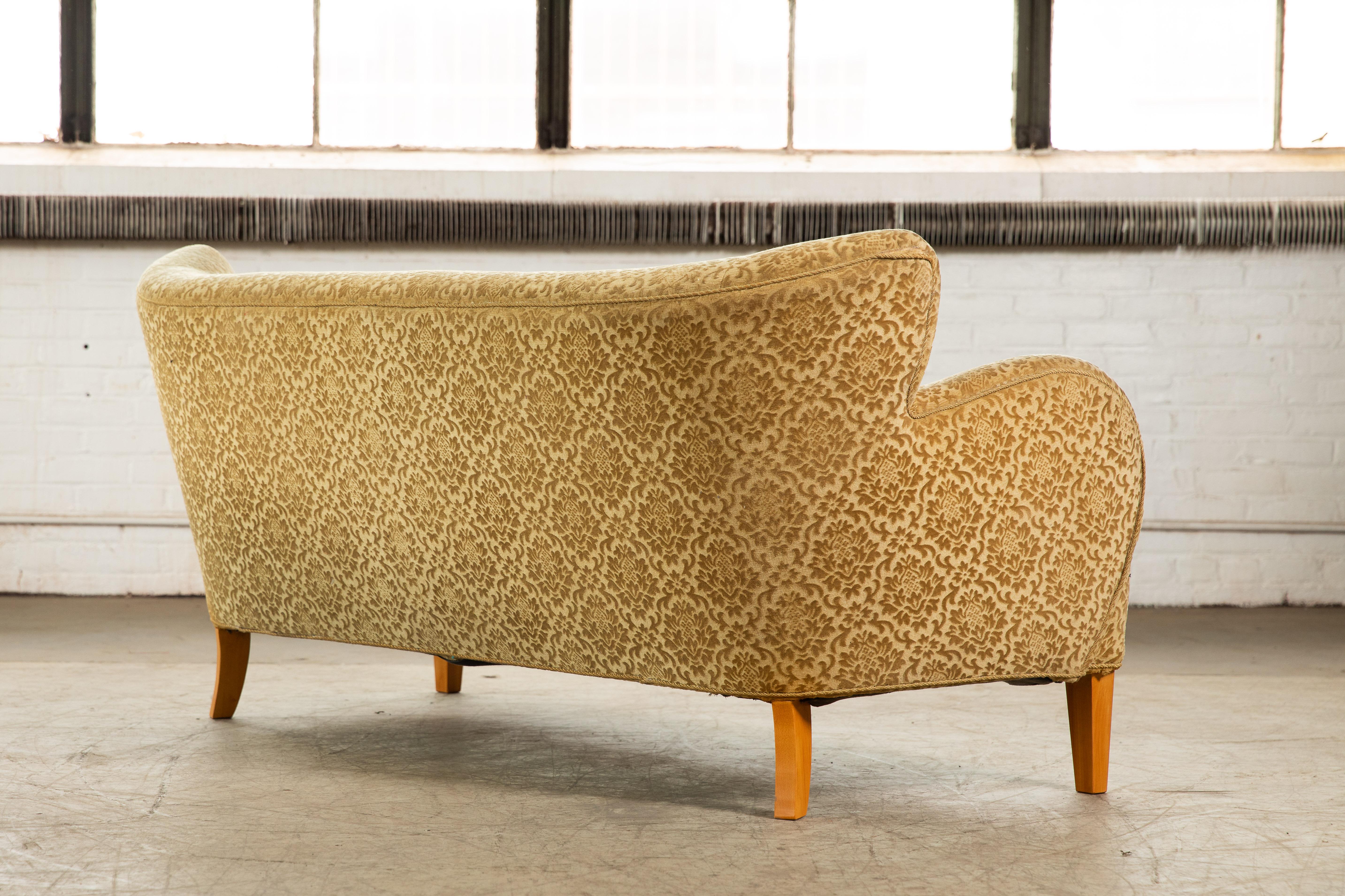 Wool Danish Midcentury Flemming Lassen Style Three-Seat Sofa, 1940s