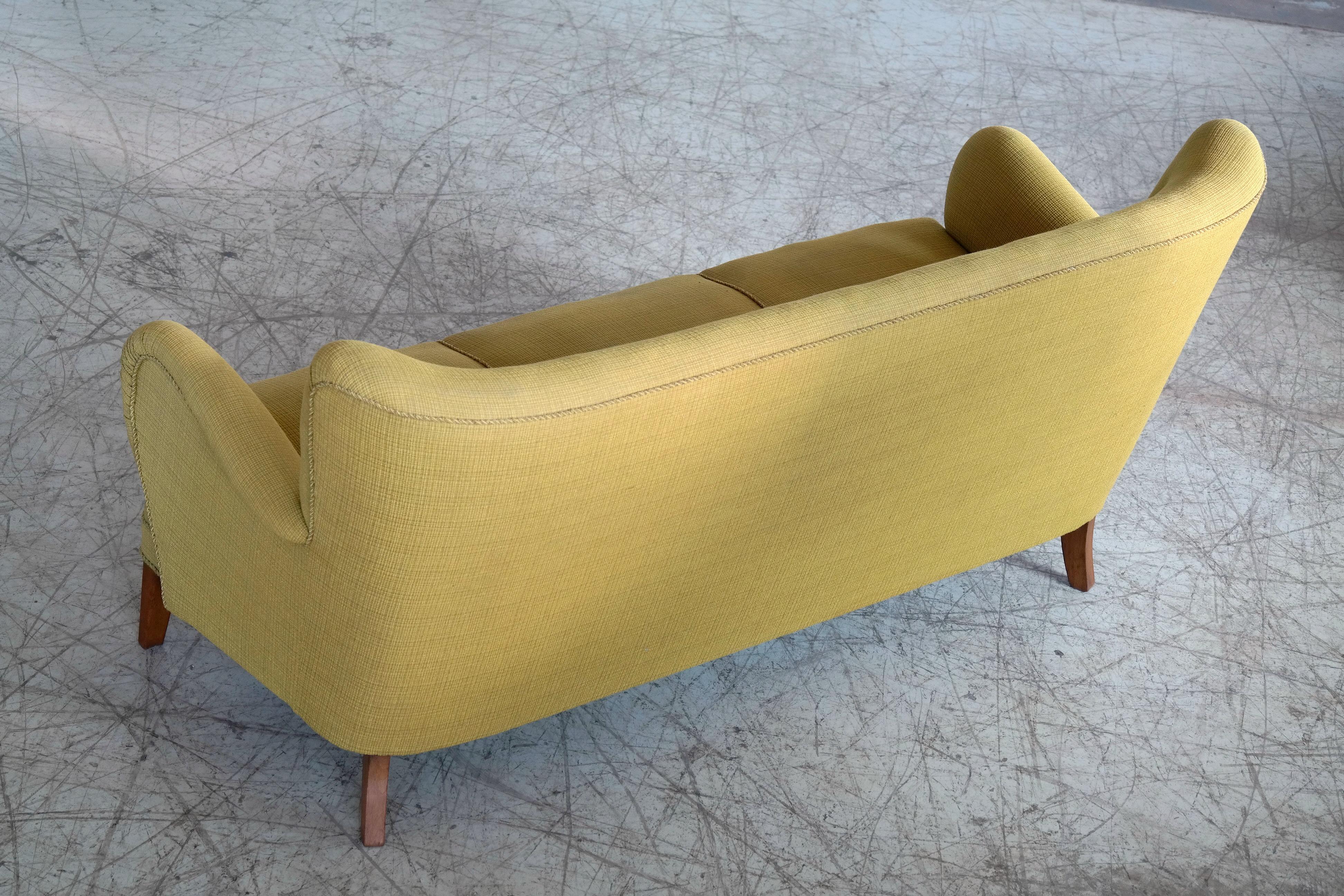 Danish Midcentury Flemming Lassen Style Three-Seat Sofa, 1940s 1