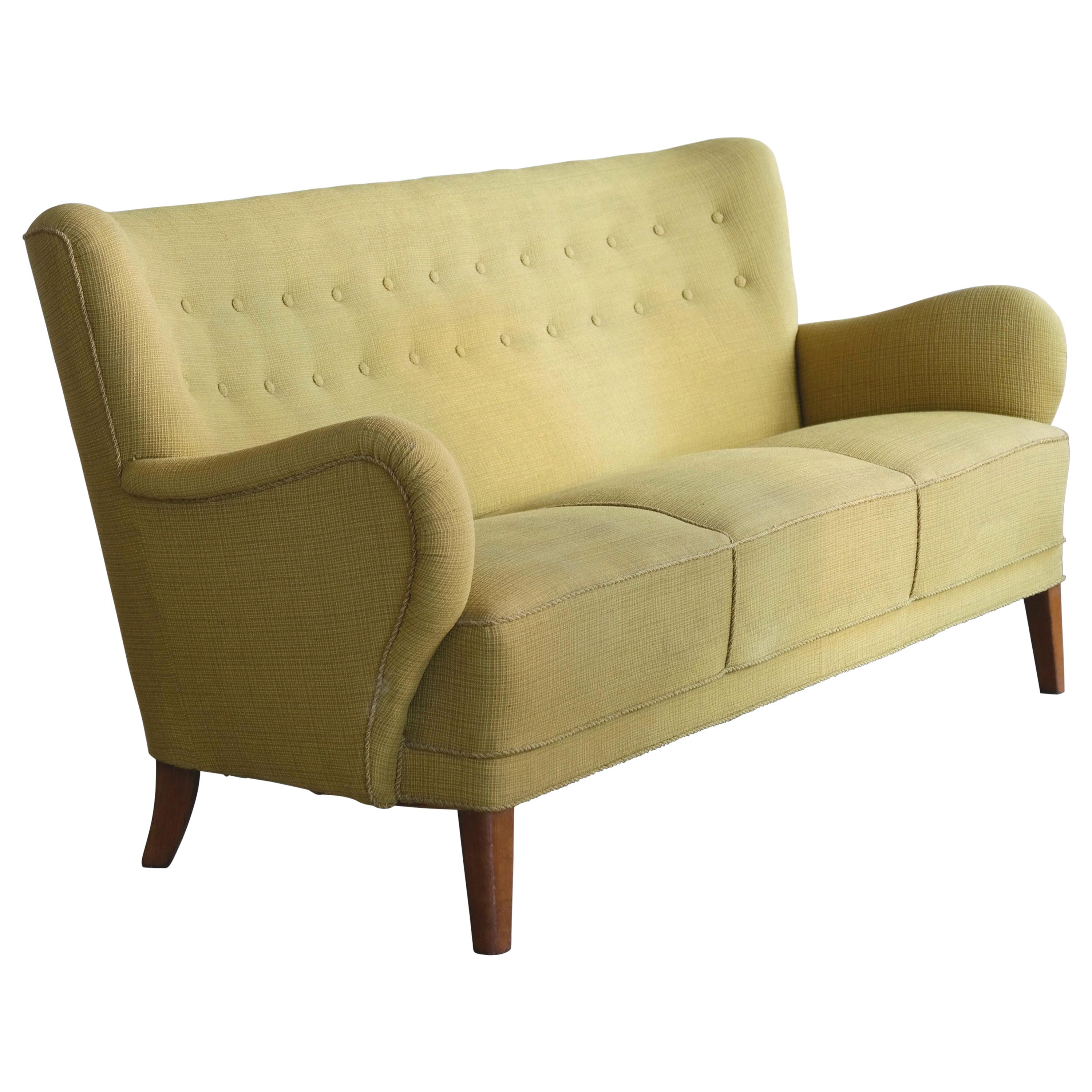 Danish Midcentury Flemming Lassen Style Three-Seat Sofa, 1940s