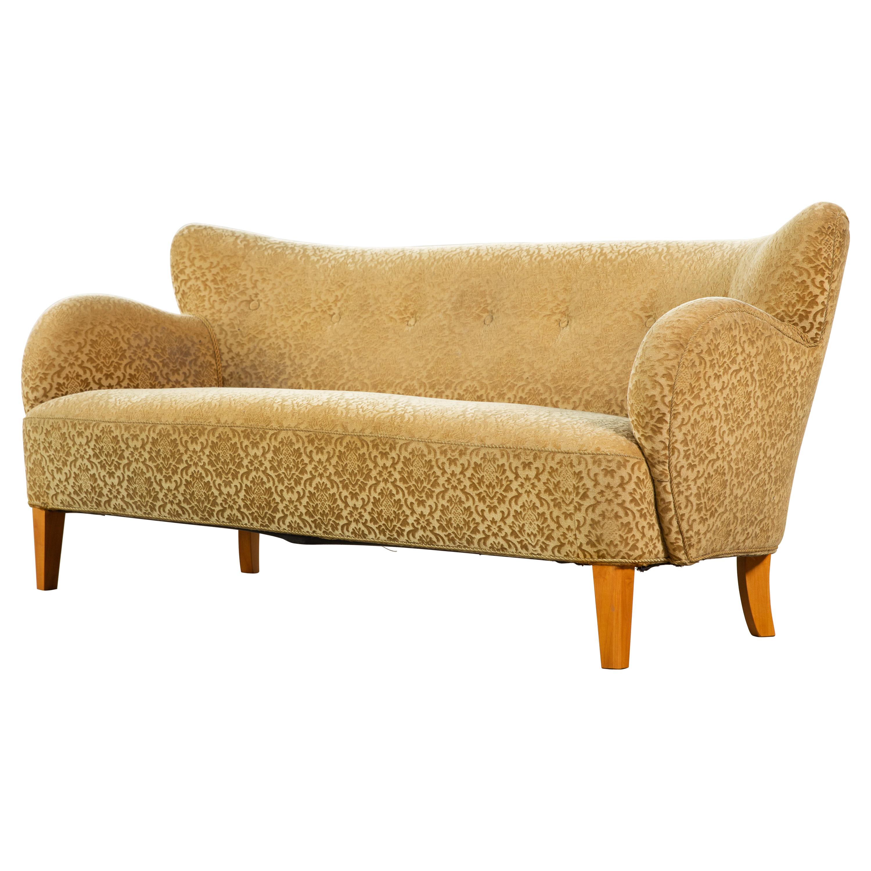 Danish Midcentury Flemming Lassen Style Three-Seat Sofa, 1940s