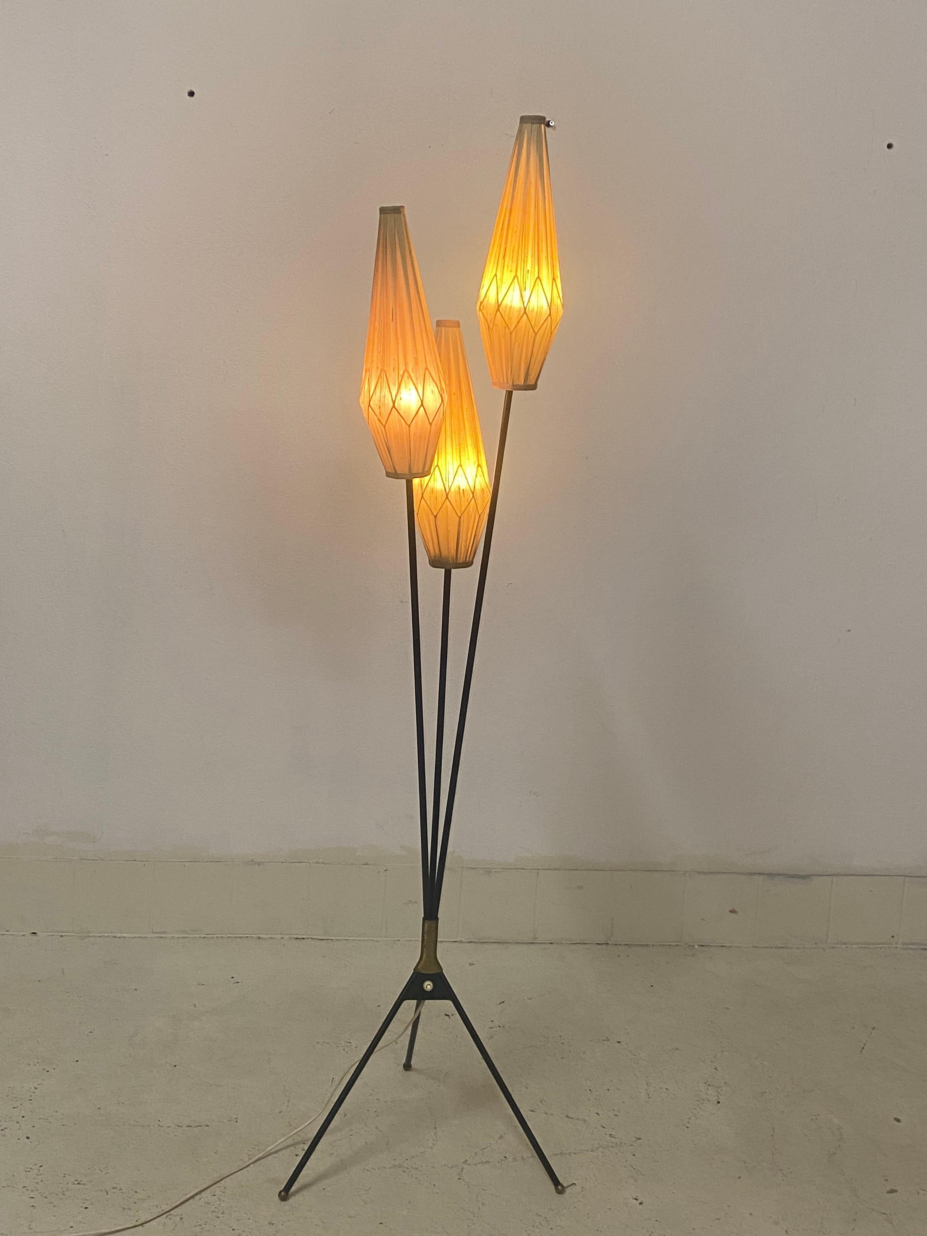 Danish Midcentury Floor Brass Lamp For Sale 7