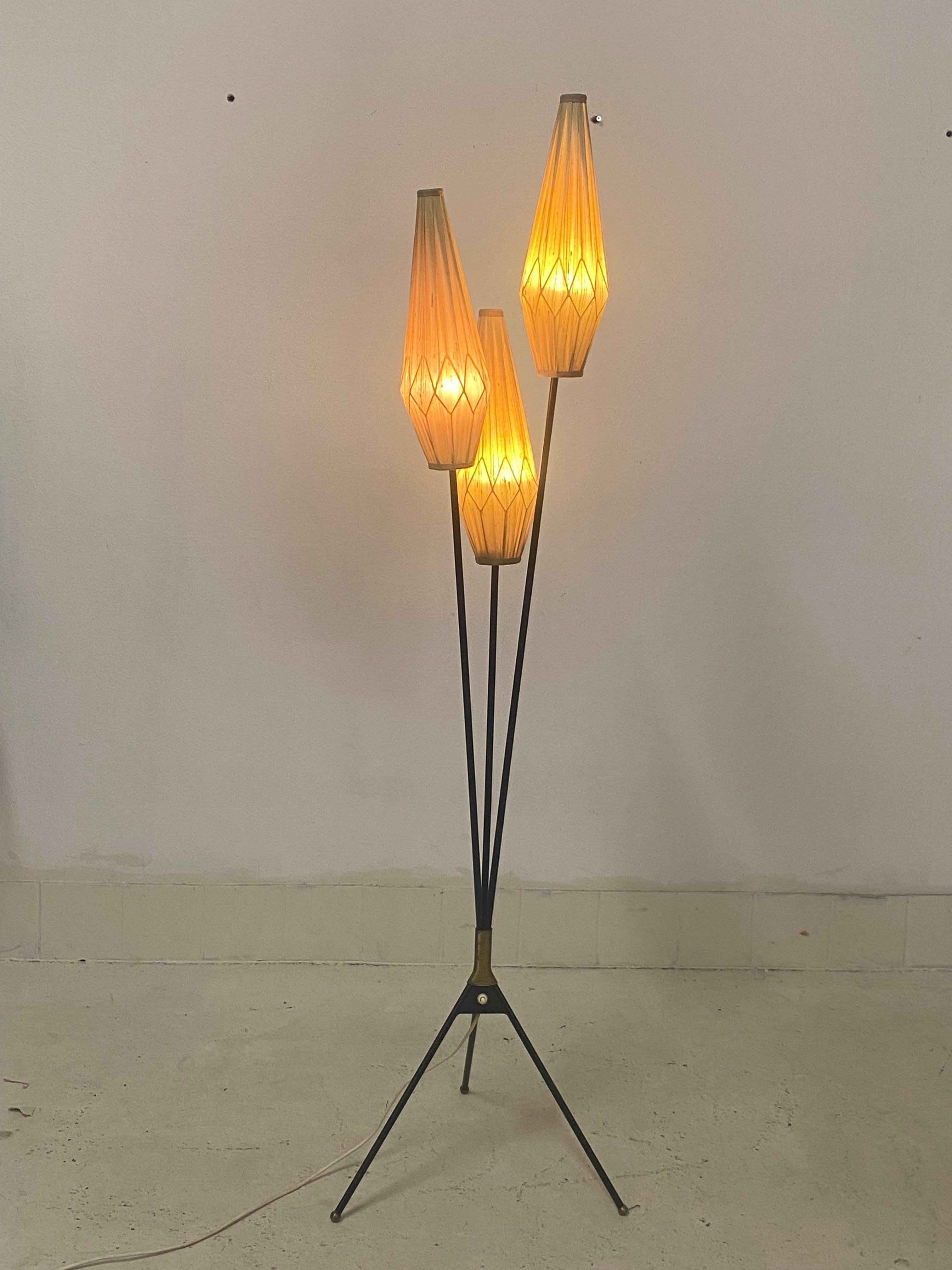 Danish Midcentury Floor Brass Lamp For Sale 8