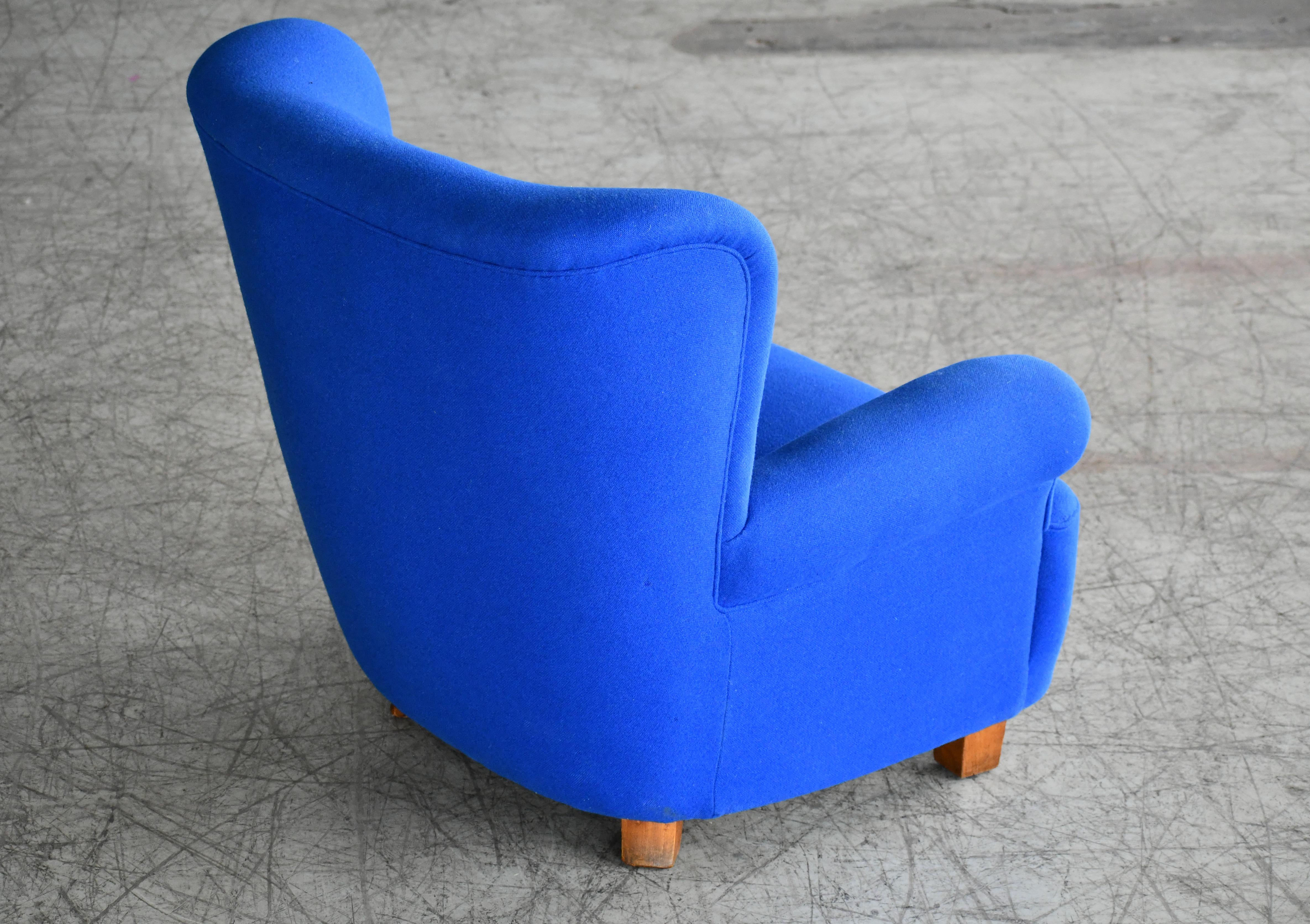 Mid-20th Century Danish Midcentury Fritz Hansen Style Large Scale Club or Lounge Chair, 1940s