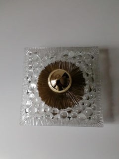 Danish Midcentury Glass, Brass Sconce by Vitrika