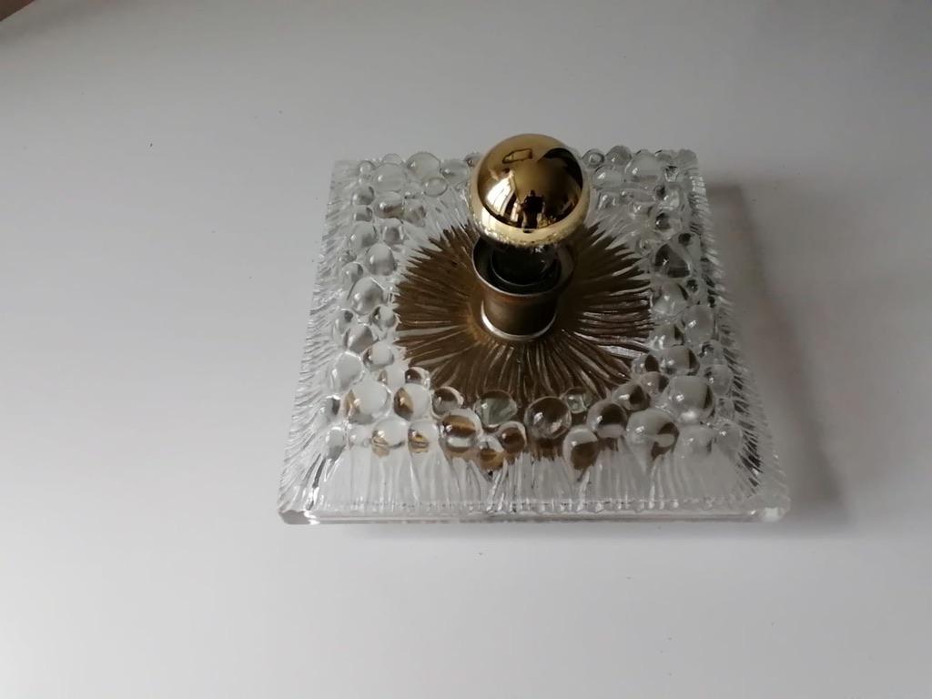 Danish Midcentury Glass, Brass Sconce by Vitrika In Good Condition For Sale In Vienna, AT