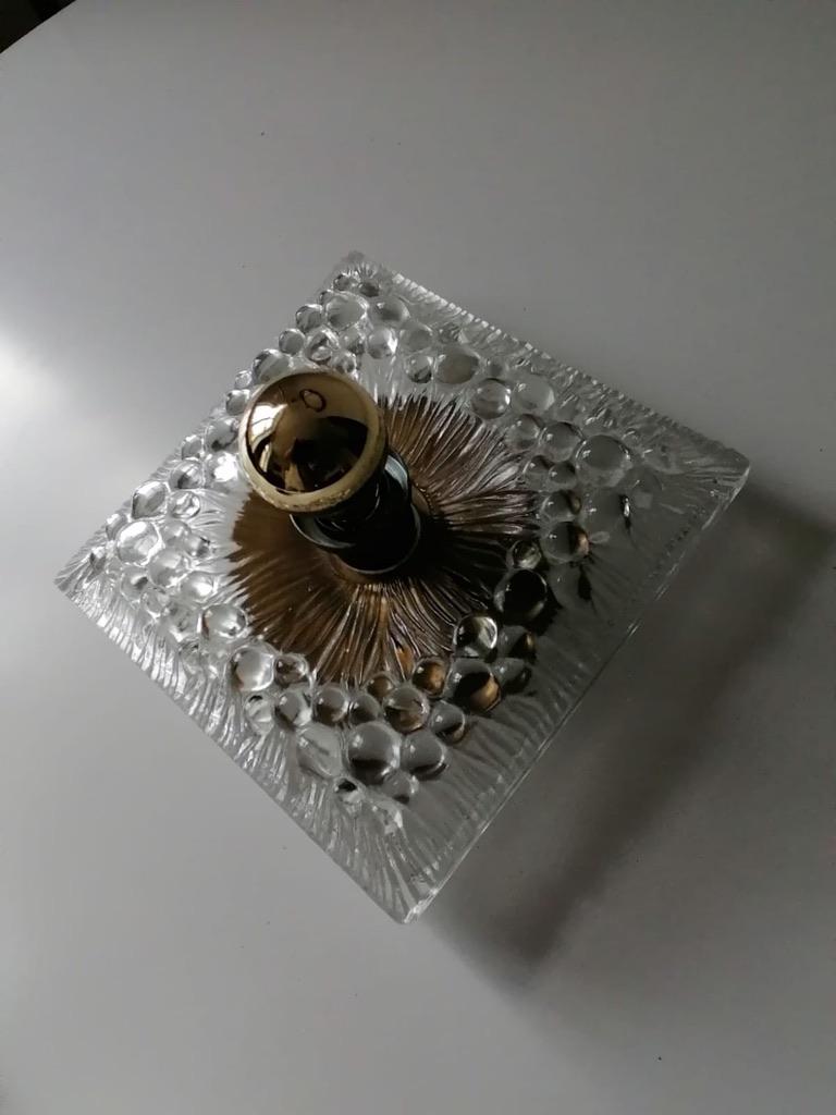 Mid-20th Century Danish Midcentury Glass, Brass Sconce by Vitrika For Sale