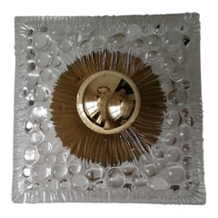 Danish Midcentury Glass, Brass Sconce by Vitrika