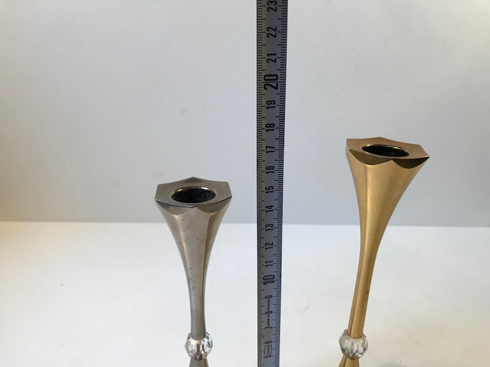 Gold Plate Danish Midcentury Gold-Plated Candlesticks by Hugo Asmussen, 1960s For Sale