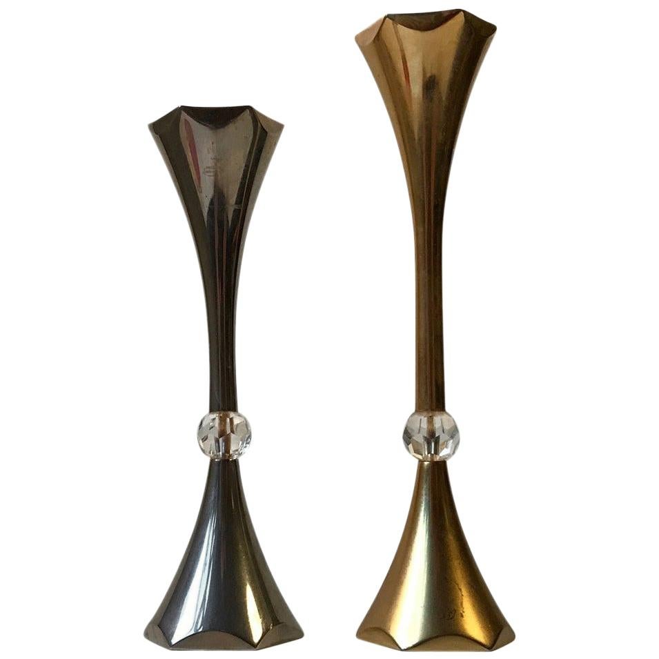 Danish Midcentury Gold-Plated Candlesticks by Hugo Asmussen, 1960s For Sale