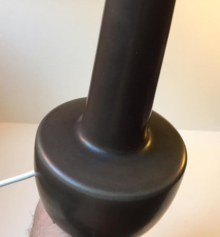 Danish Midcentury Grey Pottery Table Lamp from Søholm, 1960s For Sale