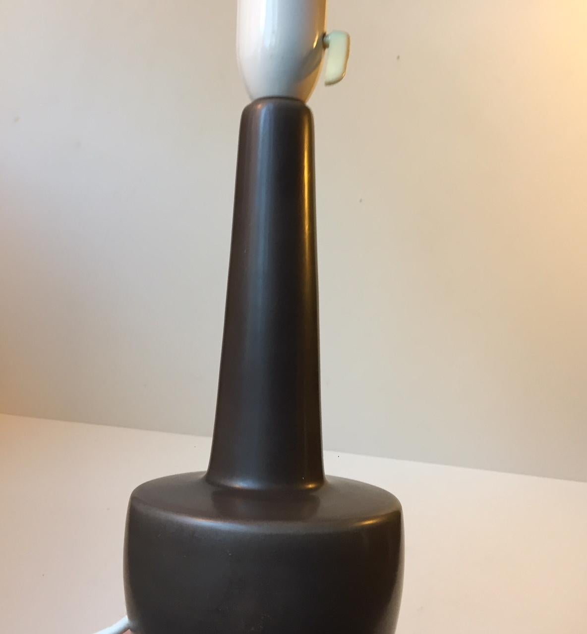 Mid-20th Century Danish Midcentury Grey Pottery Table Lamp from Søholm, 1960s For Sale