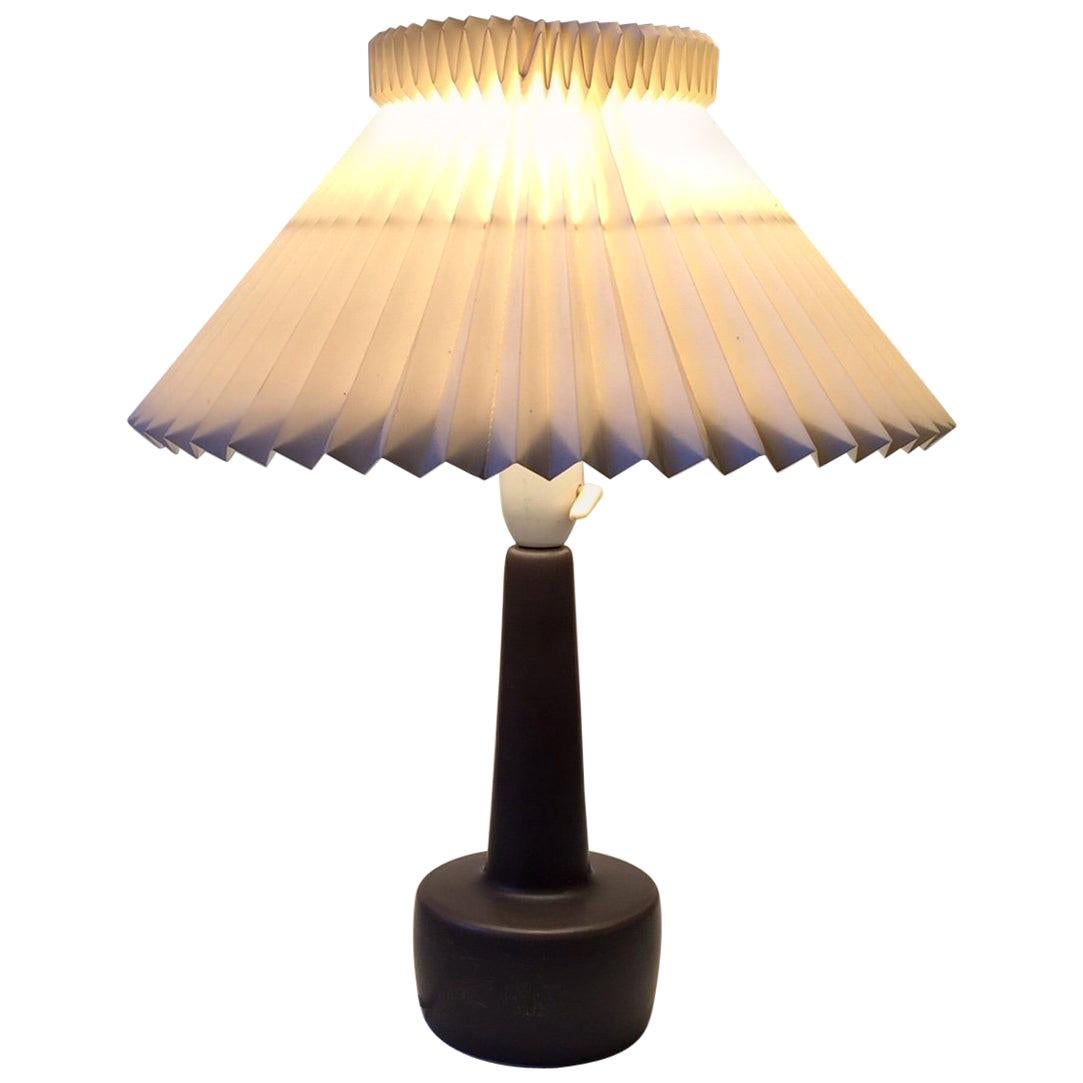 Danish Midcentury Grey Pottery Table Lamp from Søholm, 1960s For Sale