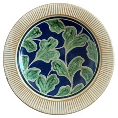 Danish Mid-Century Handmade Ceramic Dish w. Botanical Decoration, 1950s