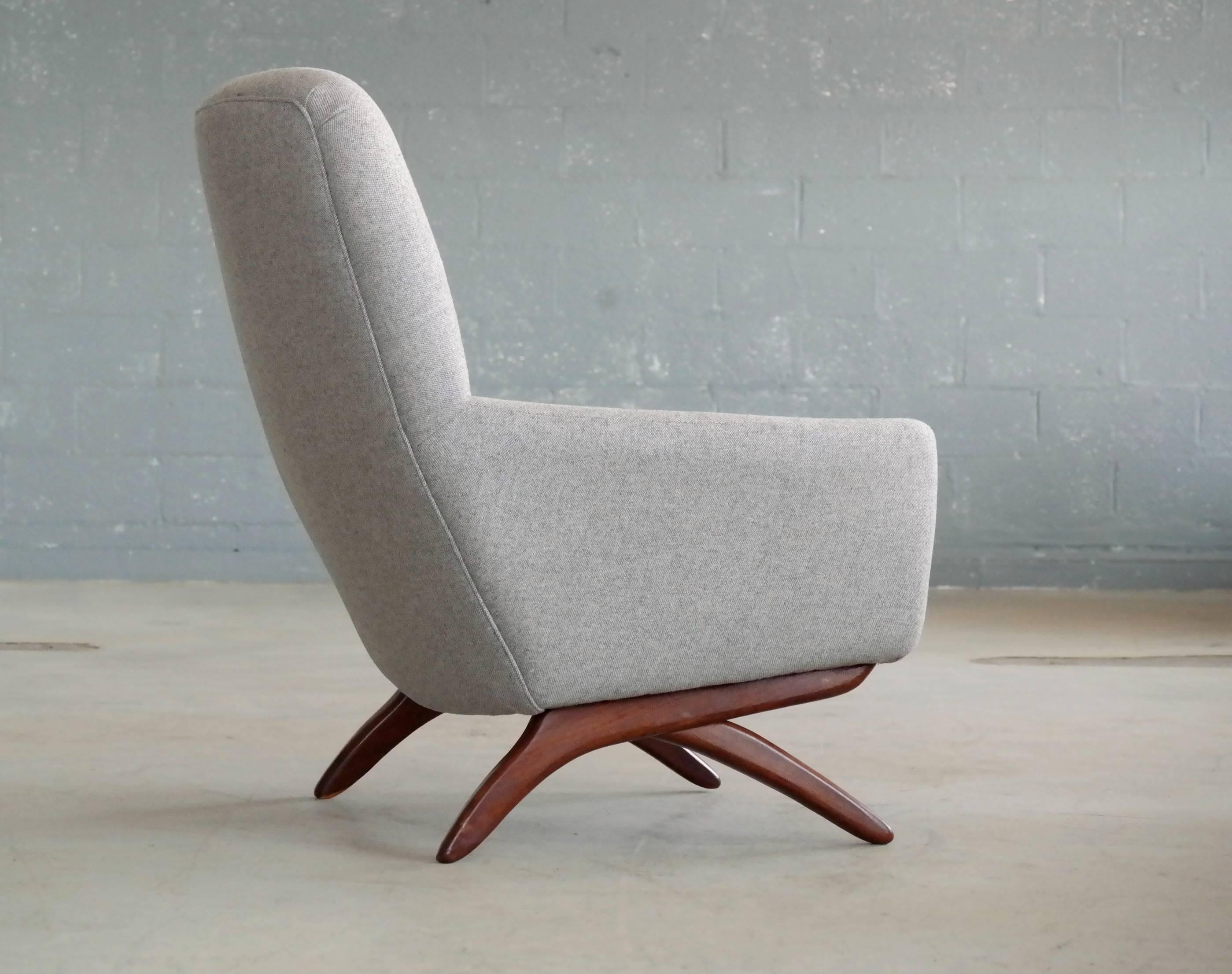 Mid-20th Century Danish Midcentury High Back Lounge Chair by Leif Hansen Style of Illum Wikkelsø