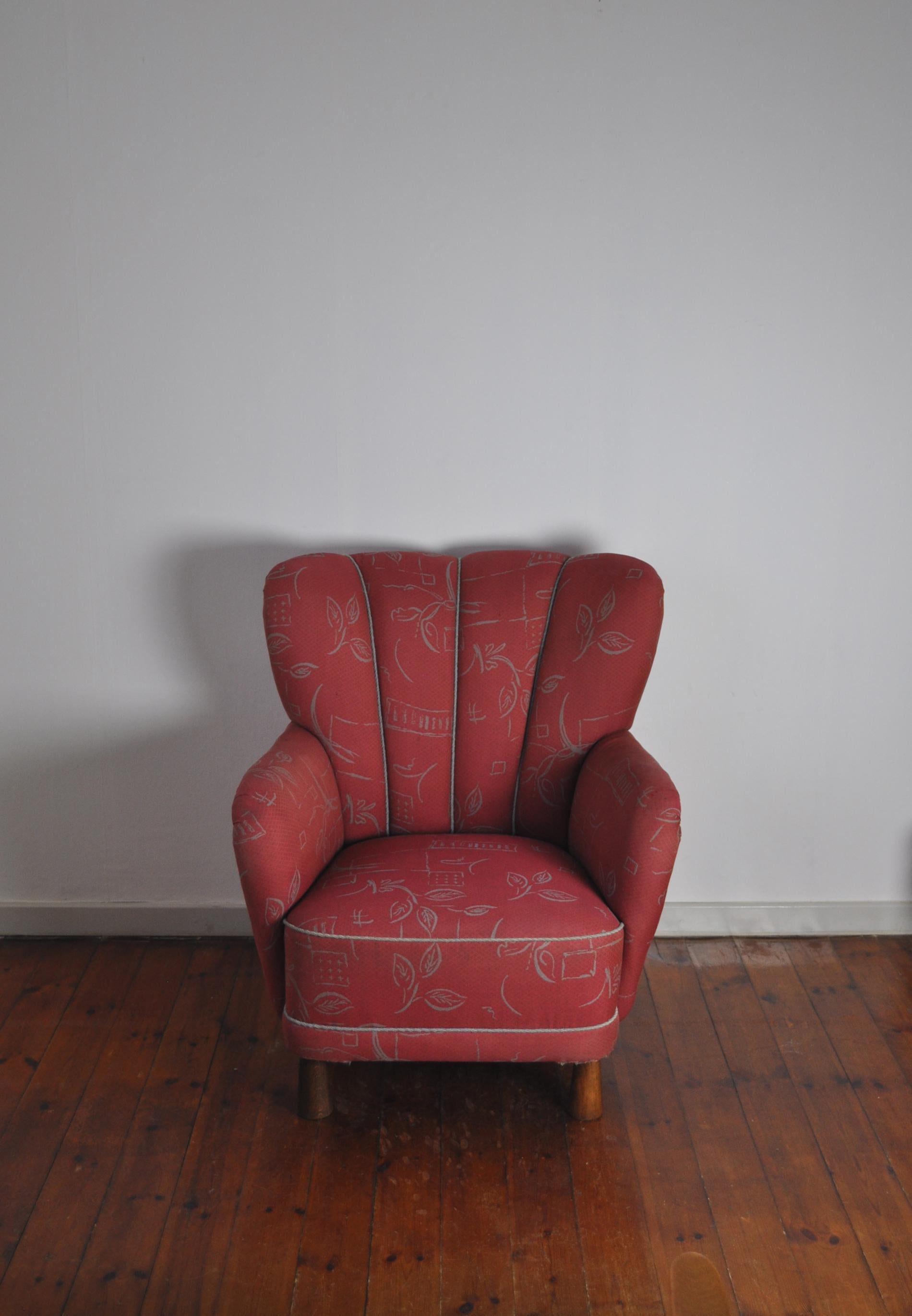 Danish Midcentury High Back Lounge or Club Chair, 1940s In Good Condition In Vordingborg, DK