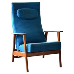 Danish Midcentury High back Lounge Chair in Teak with Reclining Backrest 1950s