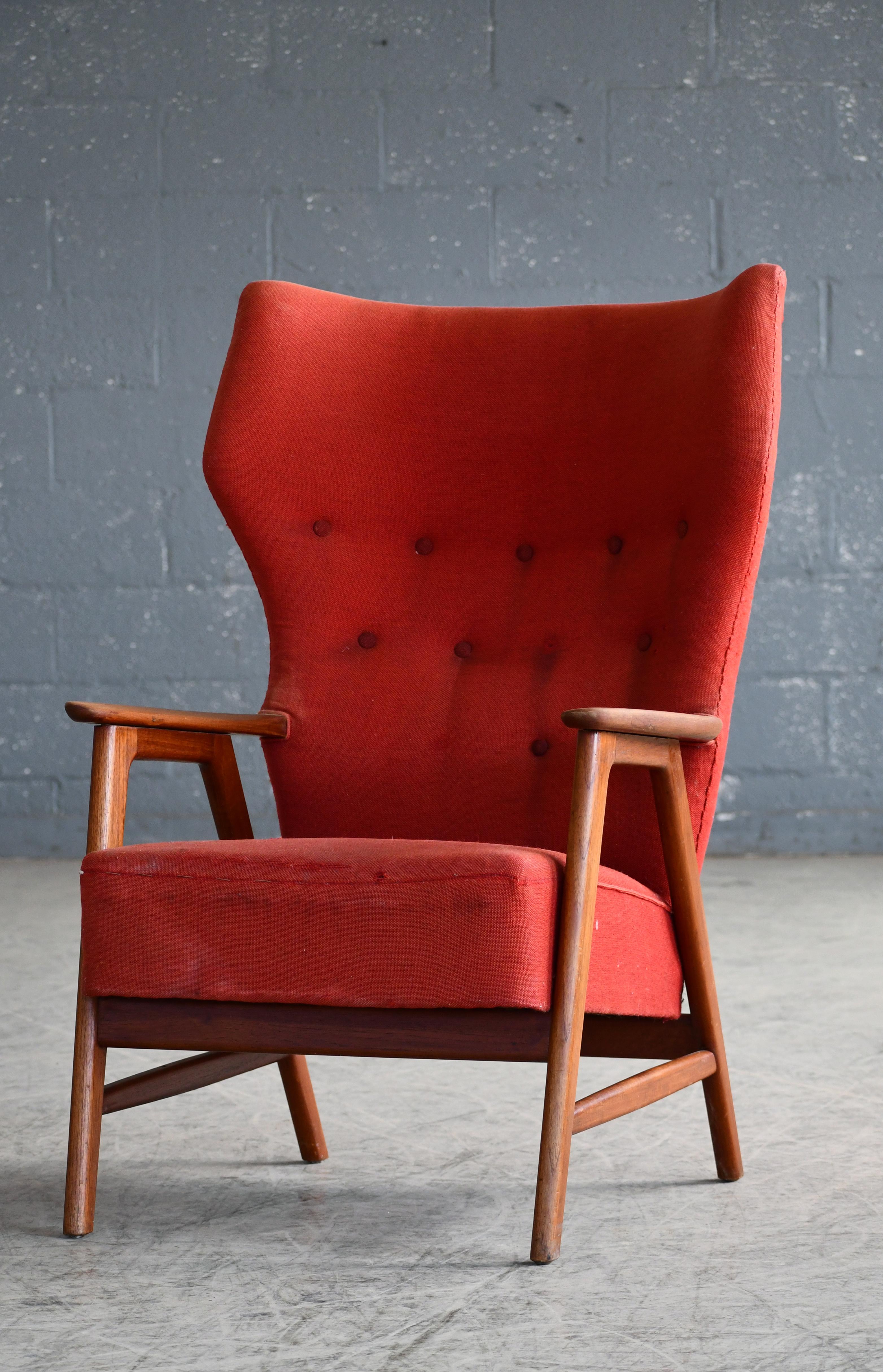Chaise longue danoise du milieu du siècle avec accoudoirs en teck  en vente 5