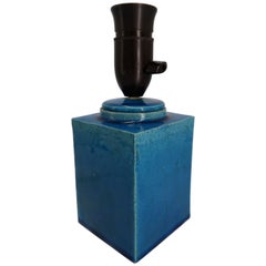 Danish Midcentury Kähler Square Shaped Blue Table Lamp, 1960s