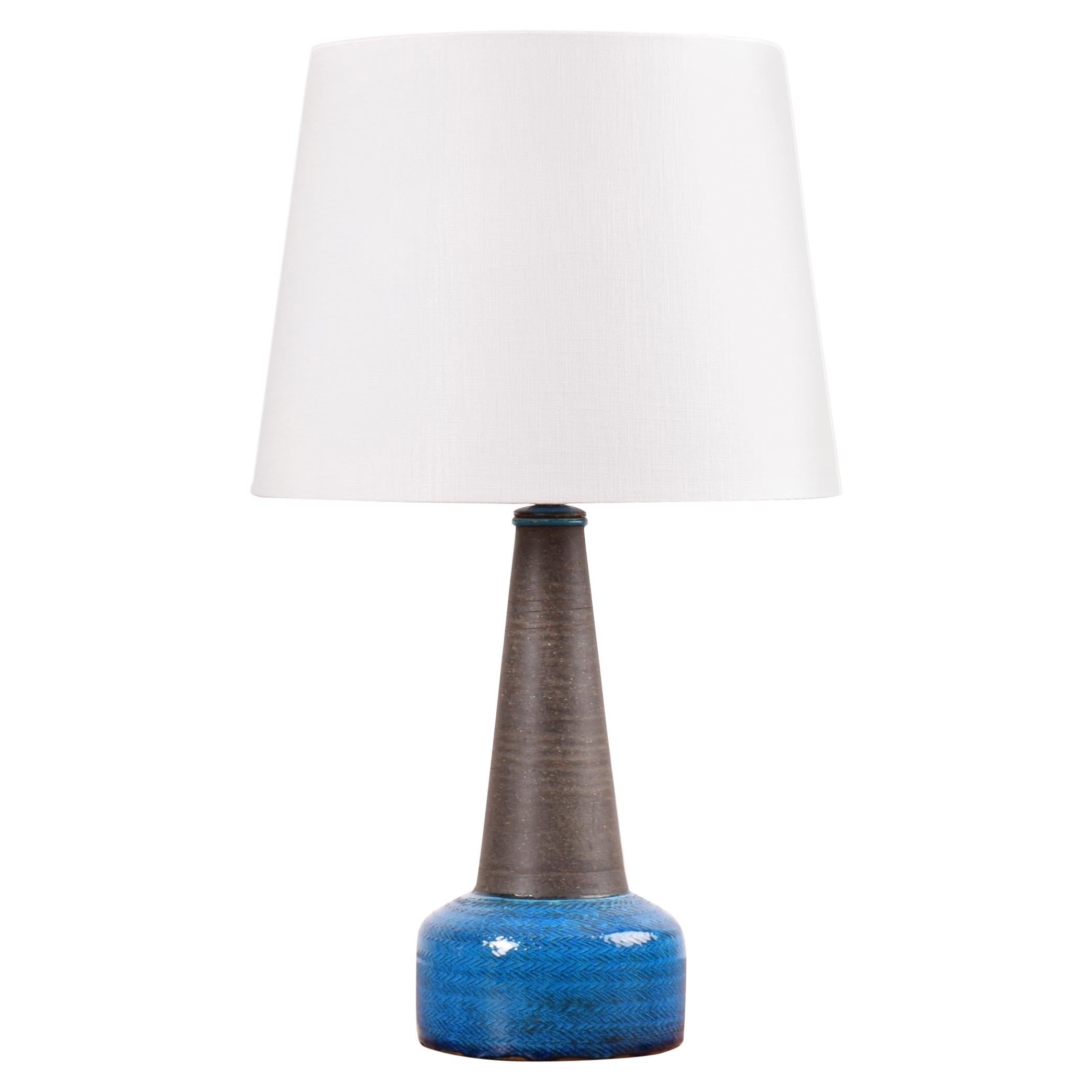 Danish Midcentury Kähler Table Lamp Turquoise Blue and Brown, Denmark, 1960s For Sale