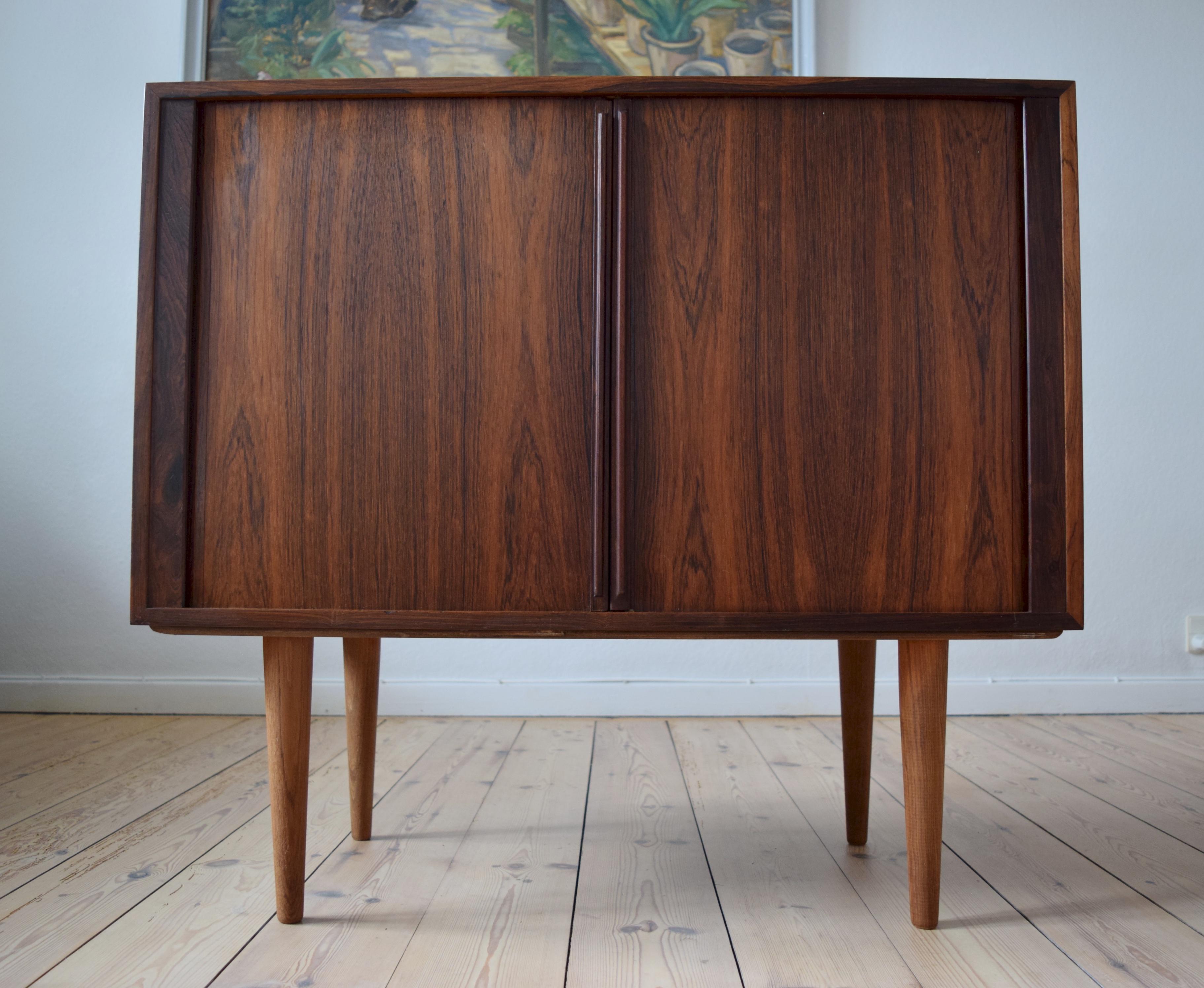 Danish Midcentury Kai Kristiansen Rosewood Tambour Door Cabinet FM Møbler, 1960s 1