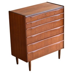 Danish Midcentury Kai Kristiansen Style Tall Teak Dresser or Chest of Drawers