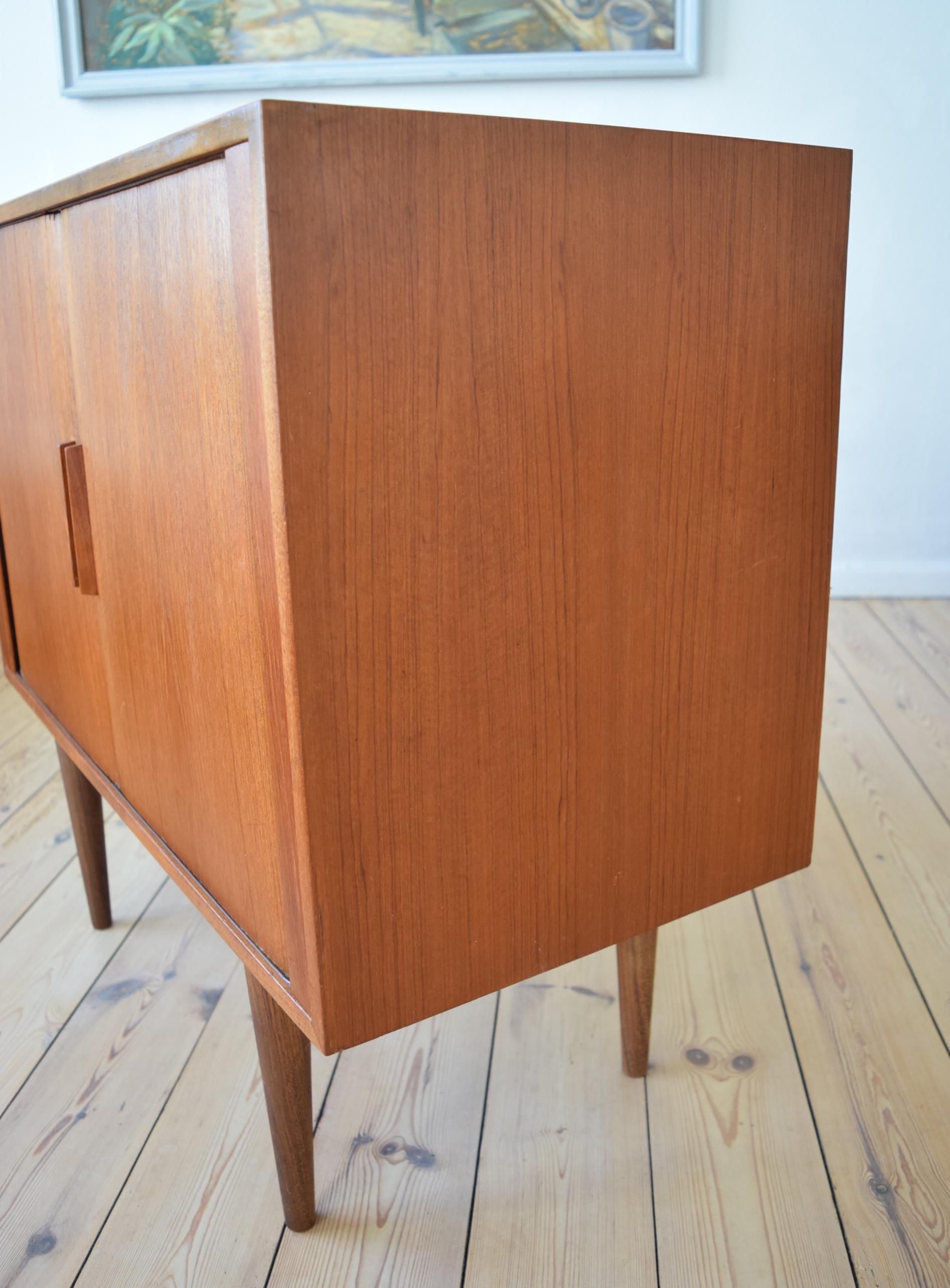Danish Midcentury Kai Kristiansen Teak Tambour Door Cabinet FM Møbler, 1960s In Good Condition In Nyborg, DK