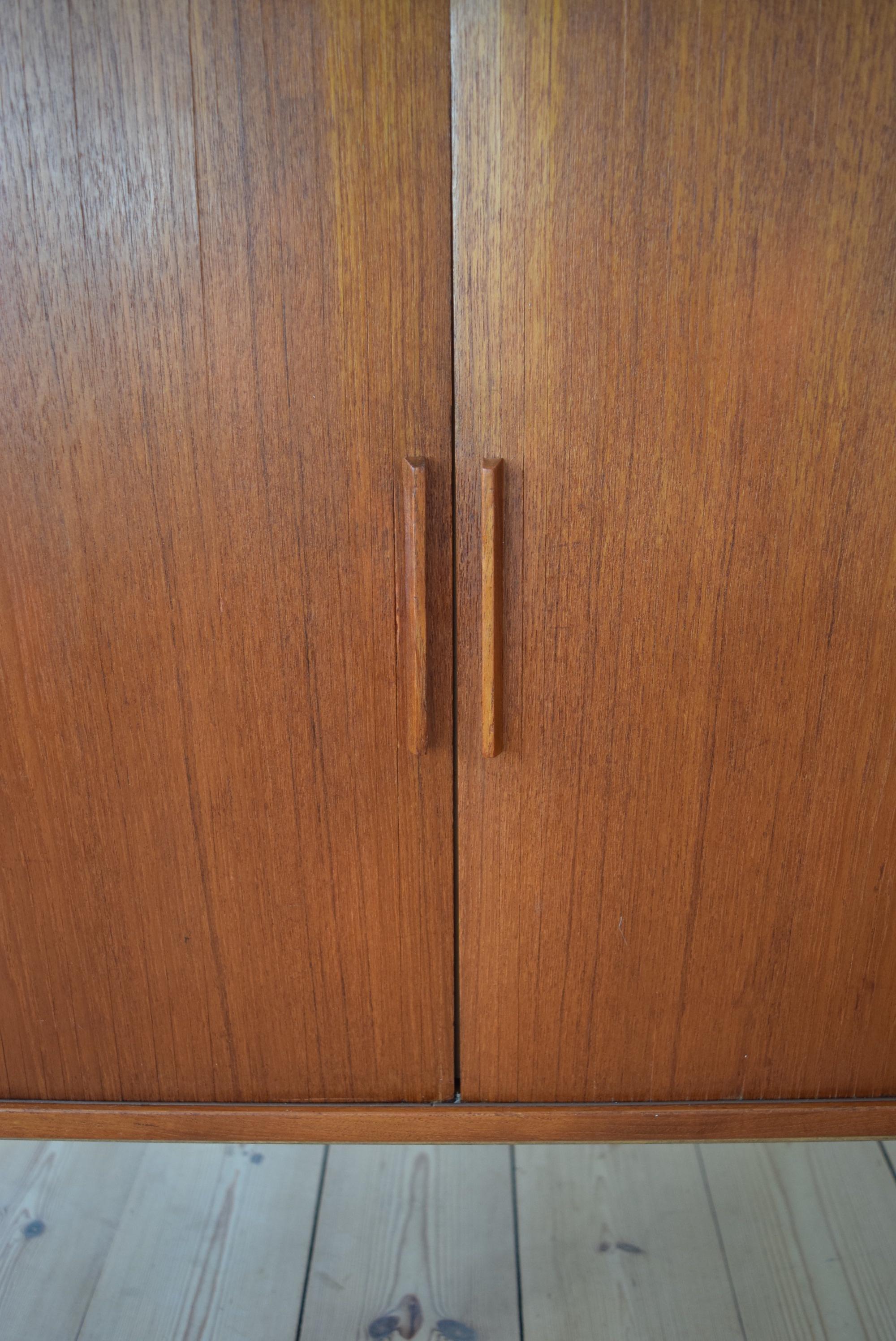 Danish Midcentury Kai Kristiansen Teak Tambour Door Cabinet FM Møbler, 1960s 4