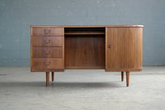 Danish Midcentury Kidney Shaped Kai Kristiansen Style Walnut Writing Desk