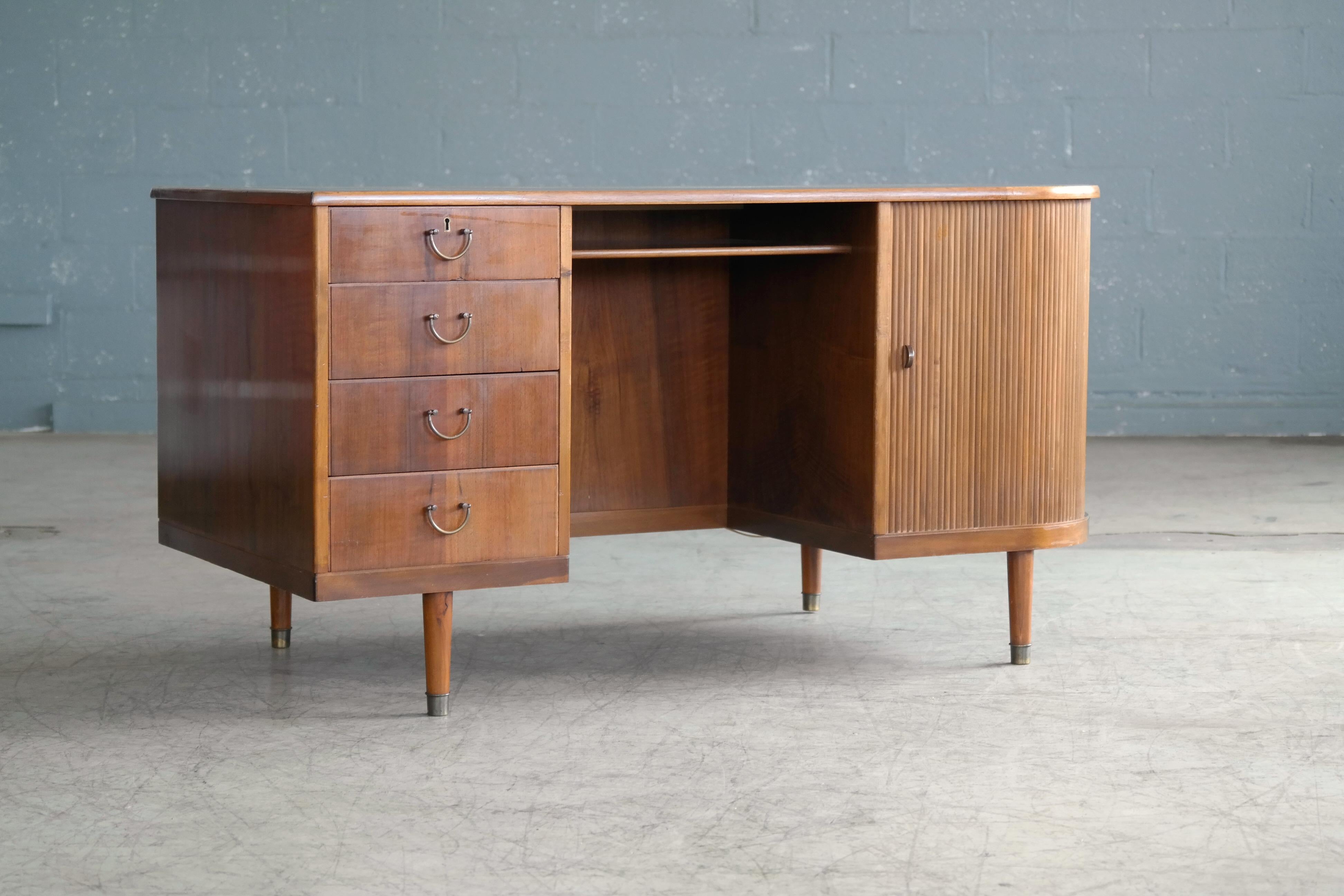 Mid-Century Modern Danish Midcentury Kidney Shaped Kai Kristiansen Style Walnut Writing Desk