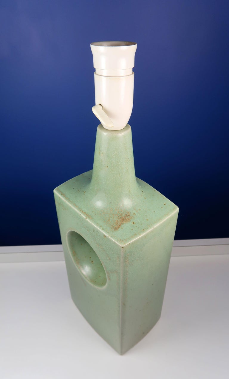 Danish Midcentury Knabstrup Keramik Sage Green Table Lamp ...