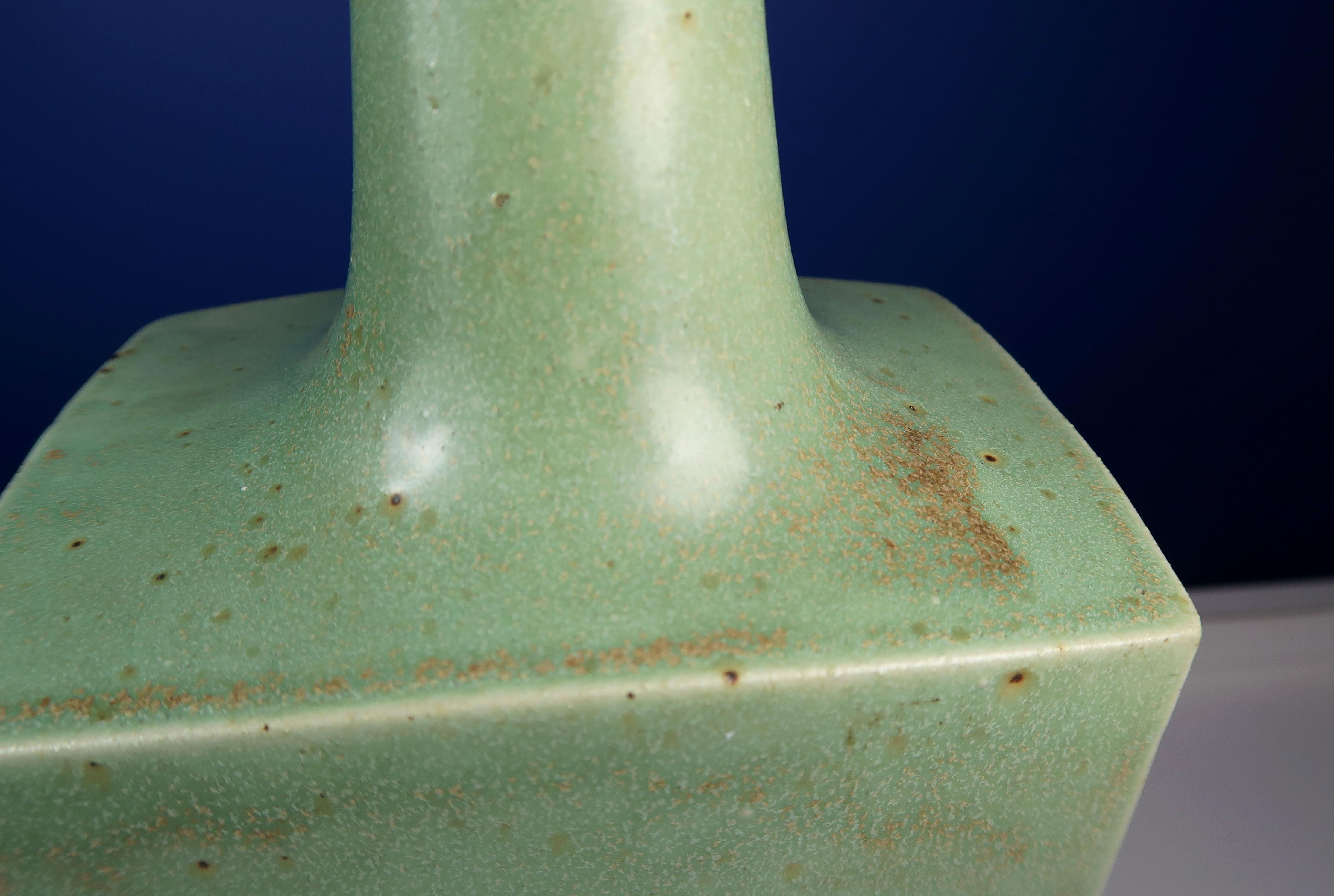 Danish Midcentury Knabstrup Keramik Sage Green Table Lamp, 1960s 5