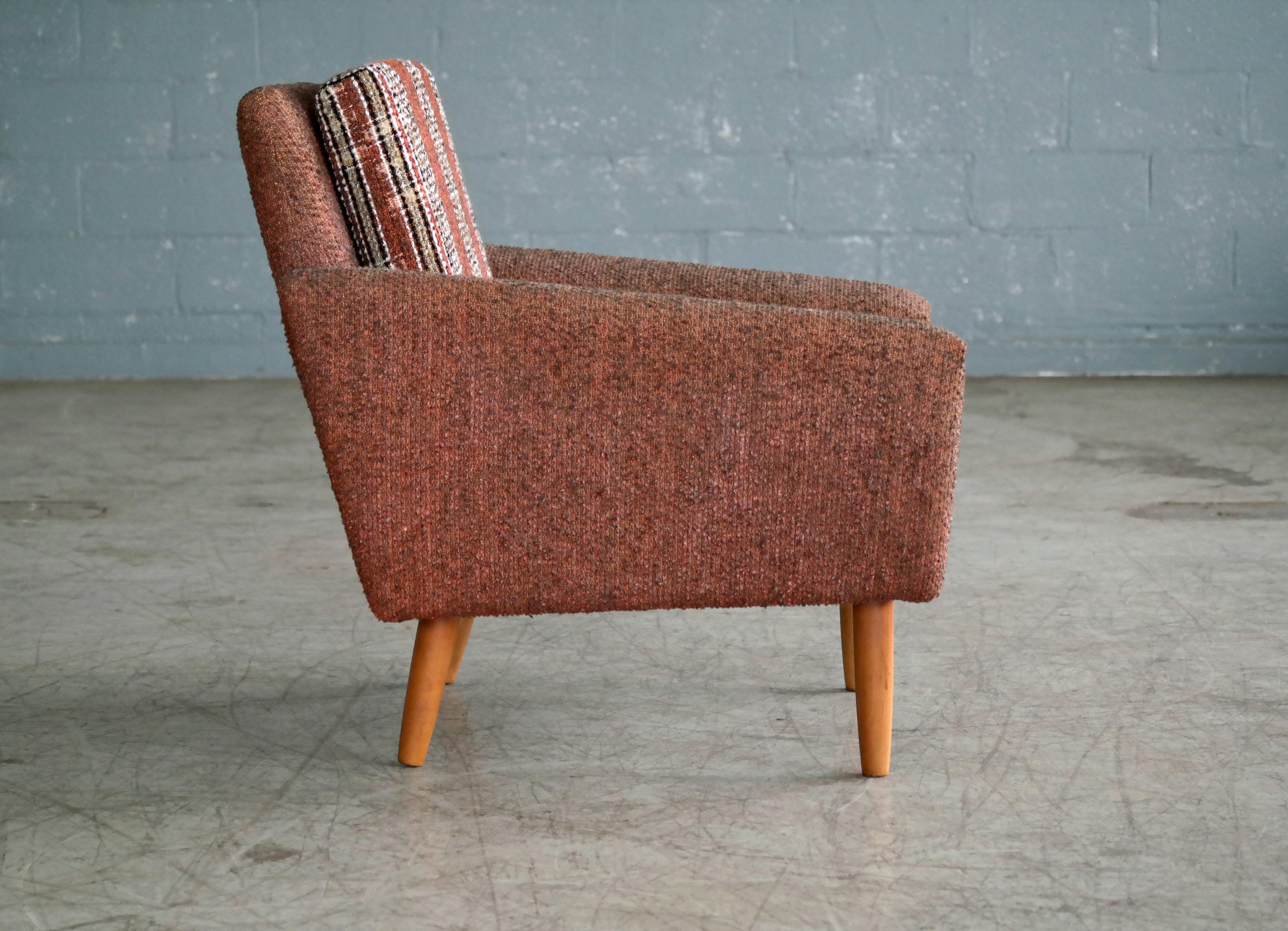 Danish Midcentury Kurt Ostervig Style Easy Lounge Chair in Original Wool, 1960s 3
