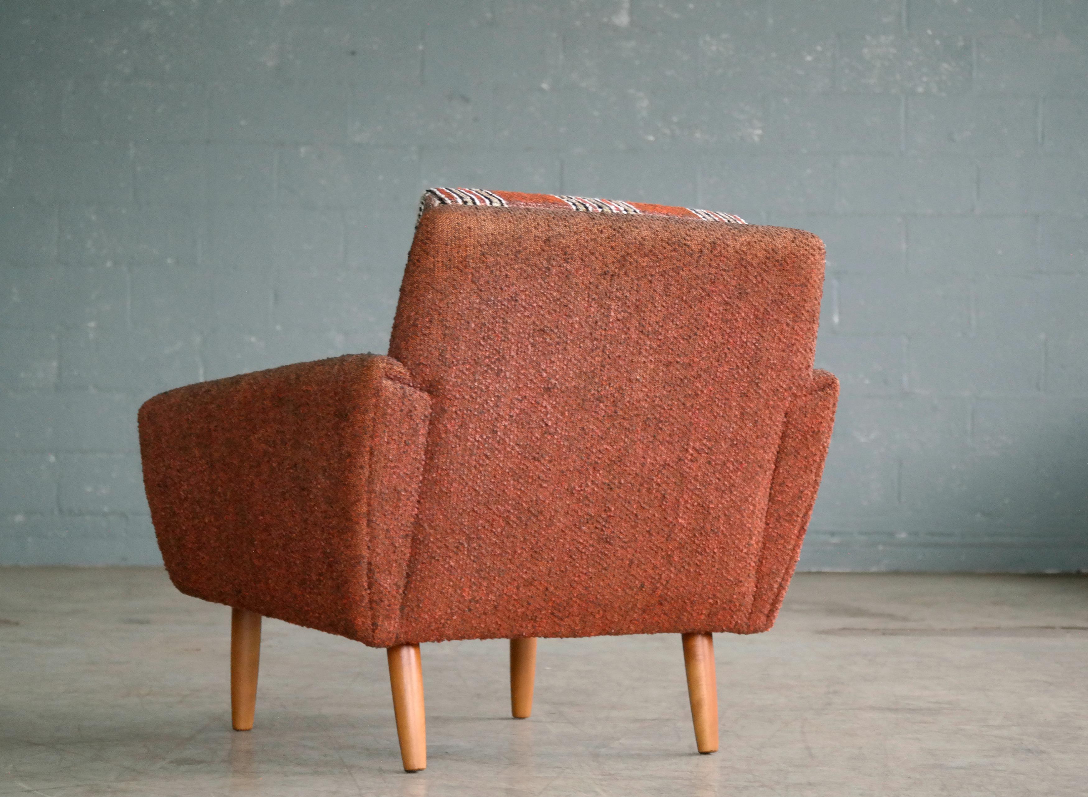 Danish Midcentury Kurt Ostervig Style Easy Lounge Chair in Original Wool, 1960s 4