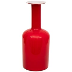 Danish Midcentury Large Red Gulvase by Otto Brauer for Holmegaard