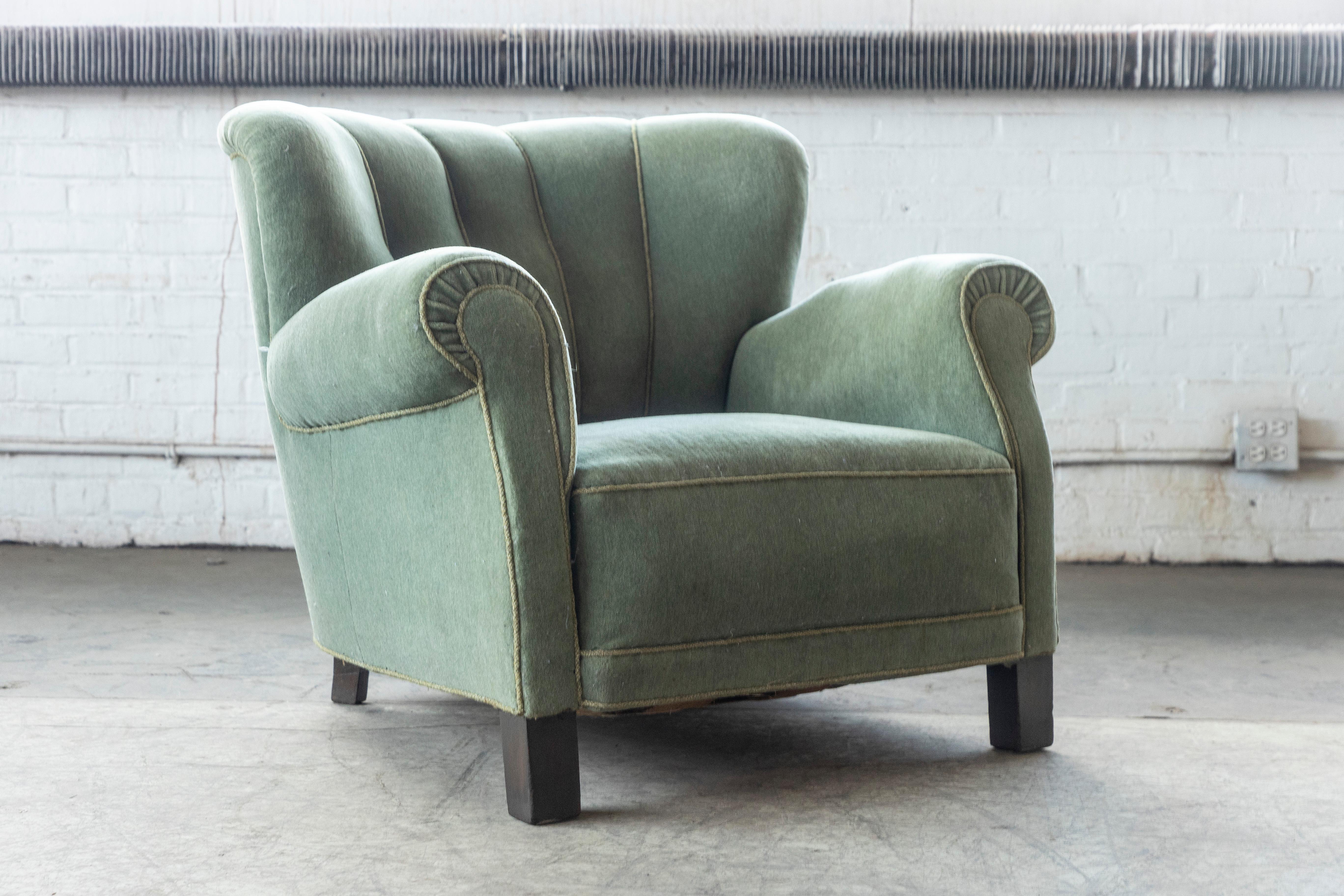 large green armchair