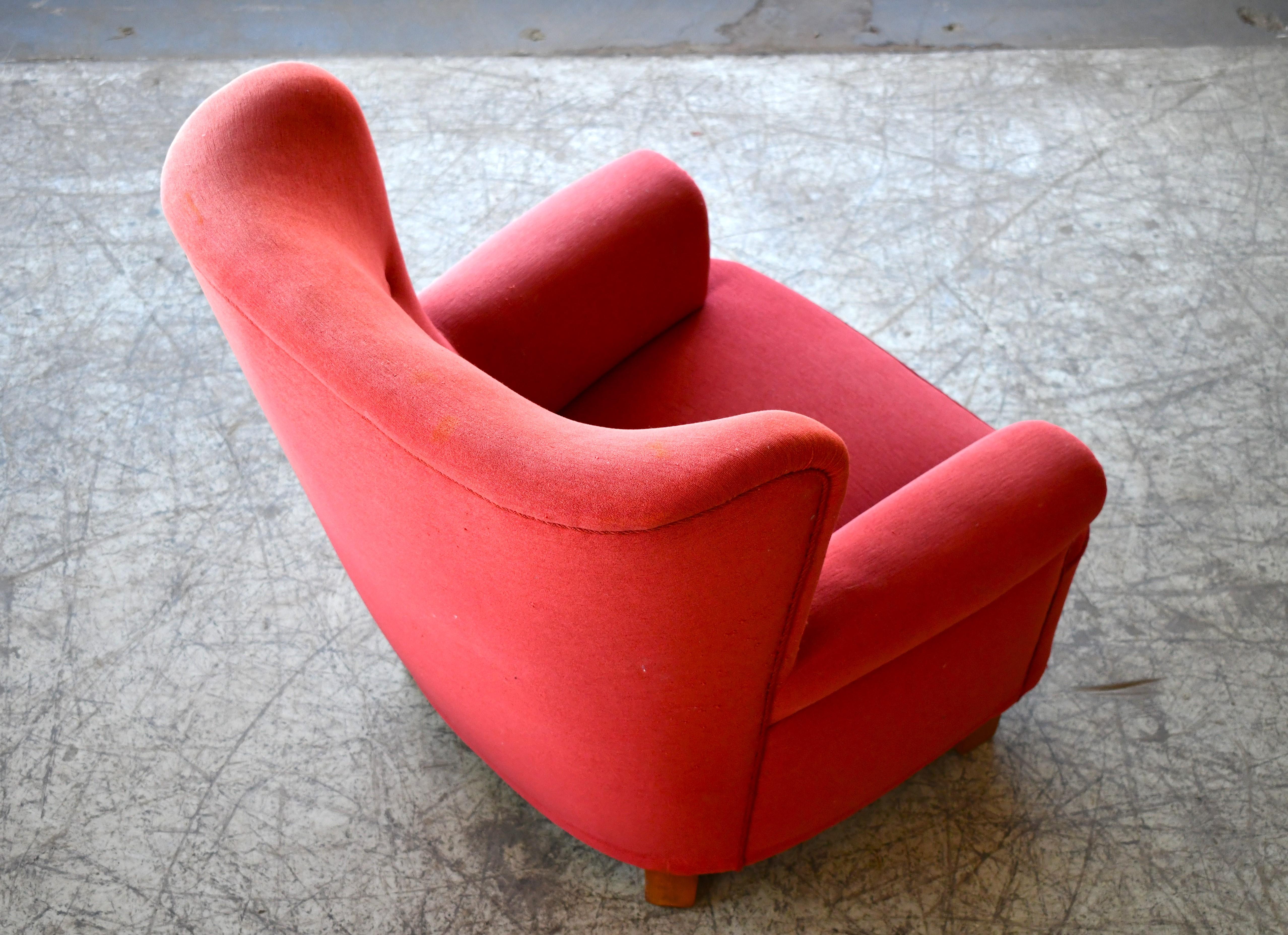 Danish Midcentury Large Scale Club or Lounge Chair 1940s For Sale 2