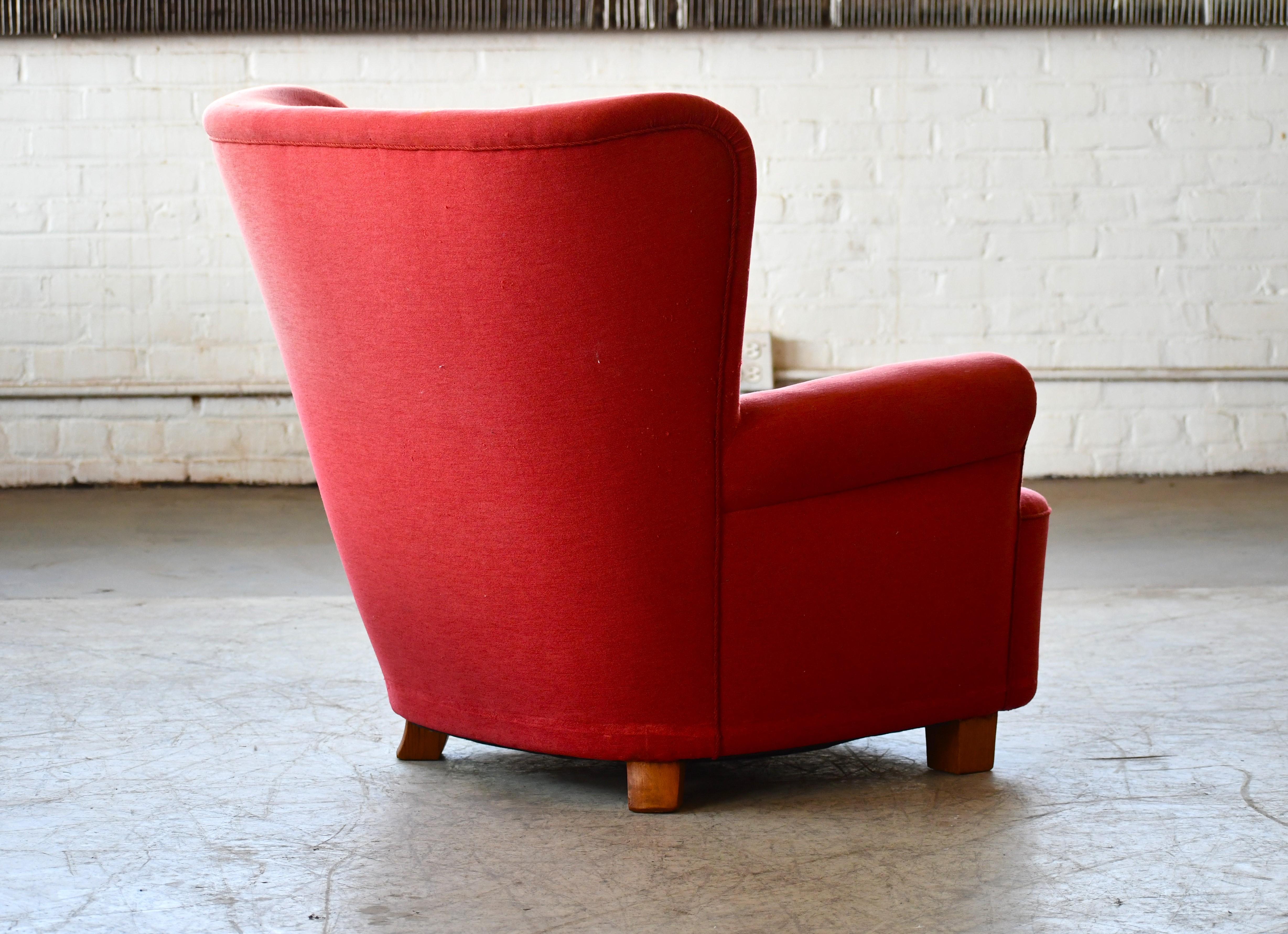 Danish Midcentury Large Scale Club or Lounge Chair 1940s For Sale 3