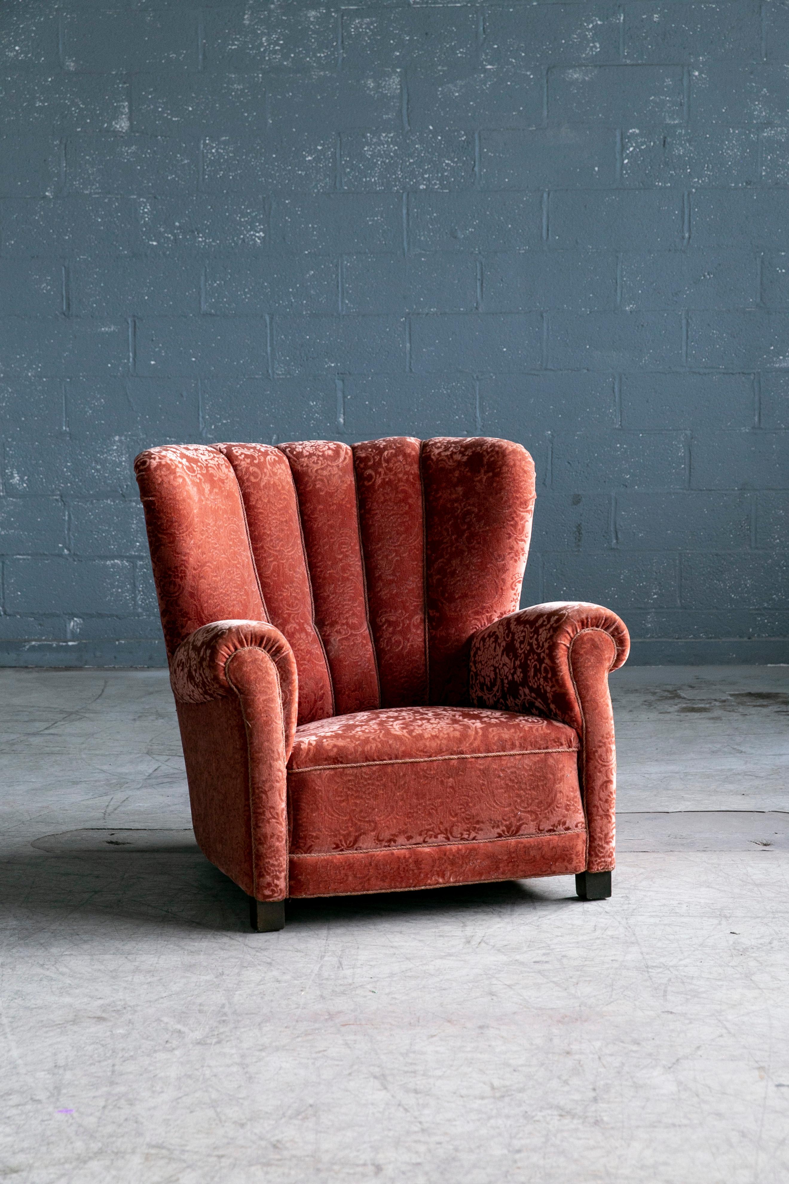 Mid-Century Modern Danish Midcentury Large Scale Club or Lounge Chair Model 1518 by Fritz Hansen