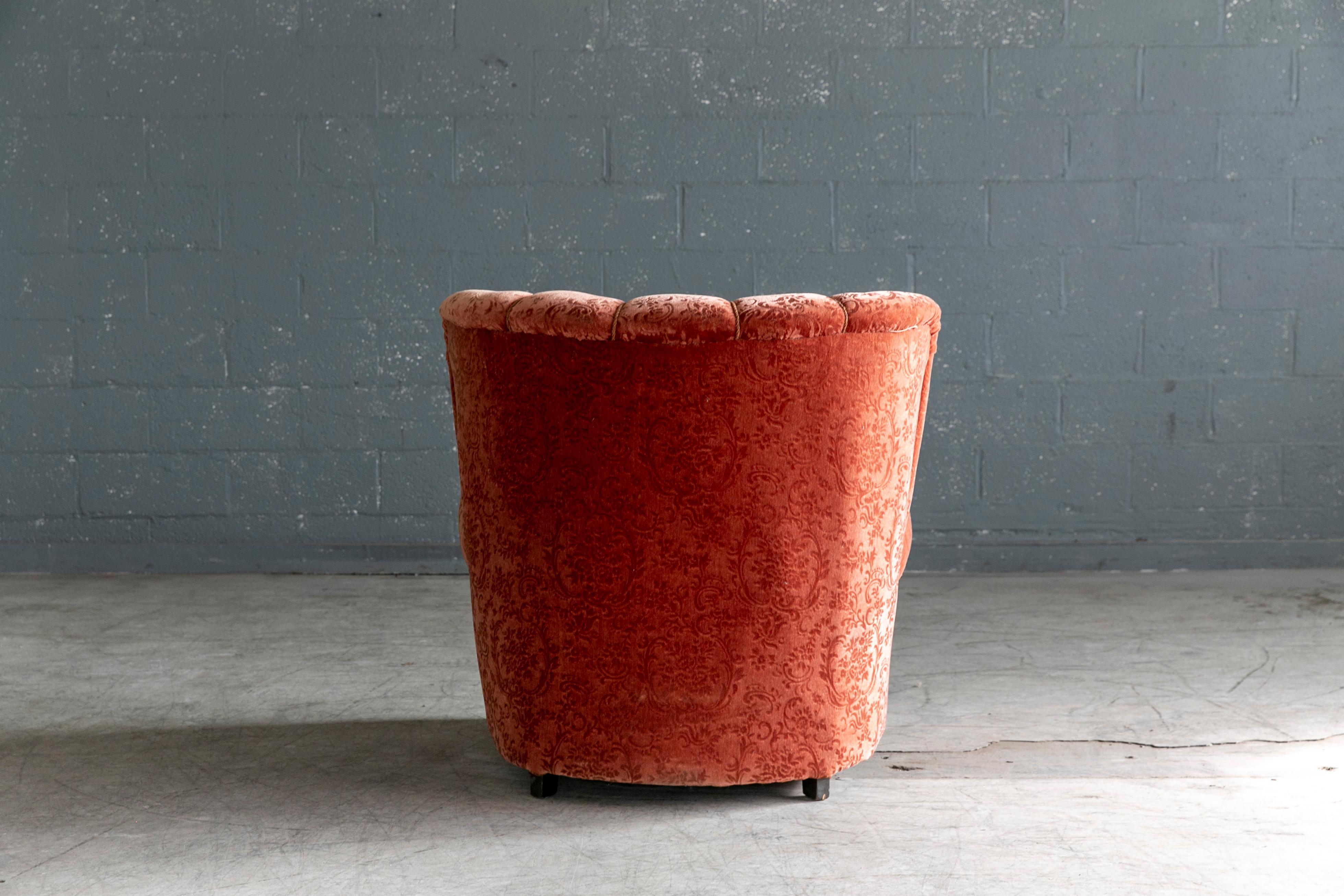 Wool Danish Midcentury Large Scale Club or Lounge Chair Model 1518 by Fritz Hansen