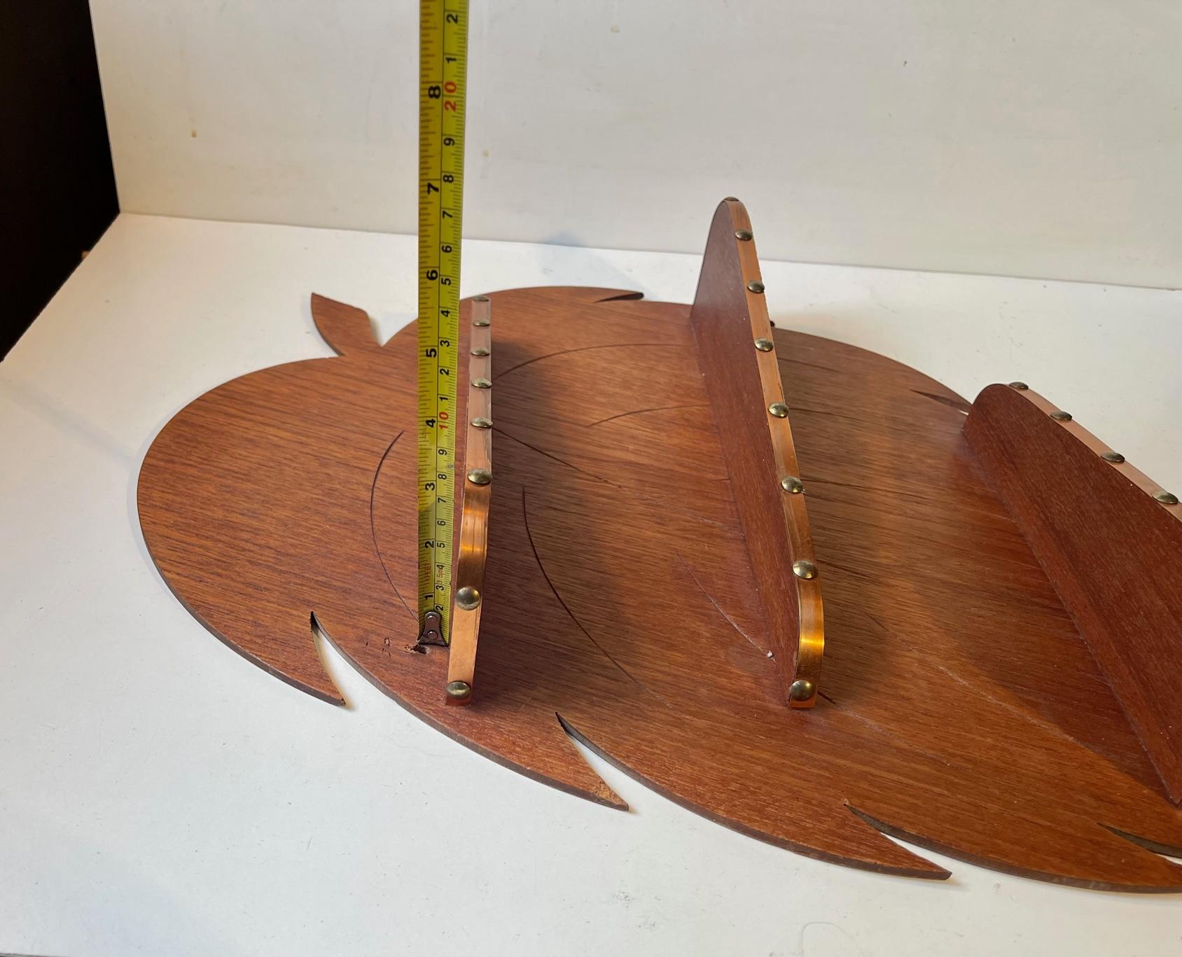 Danish Midcentury Leaf Spice Rack in Teak & Copper, 1960s For Sale 2